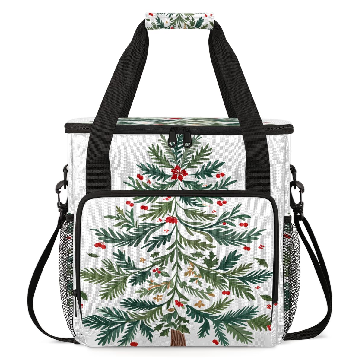 Cute Xmas Tree Coffee Maker Carrying Bag, Portable Travel Storage Tote Bag Compatible with K-Mini or K-Mini Plus, Single Serve Coffee Brewer Carrying Case with Multiple Pockets & Shoulder Strap