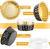 Vista 4 de EUSOAR Tazas de aluminio para muffins con tapa, paquete de 30 moldes de 8 onzas con tapas, moldes de papel de aluminio desechables, forros