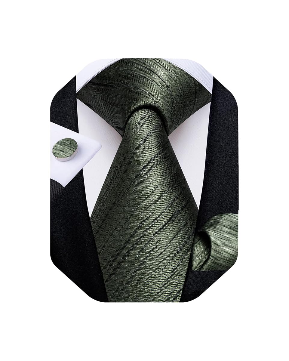 DiBanGu Mens Solid Color Tie and Pocket Square Set Woven Silk Plain Necktie & Handkerchief for Men Wedding Party Formal