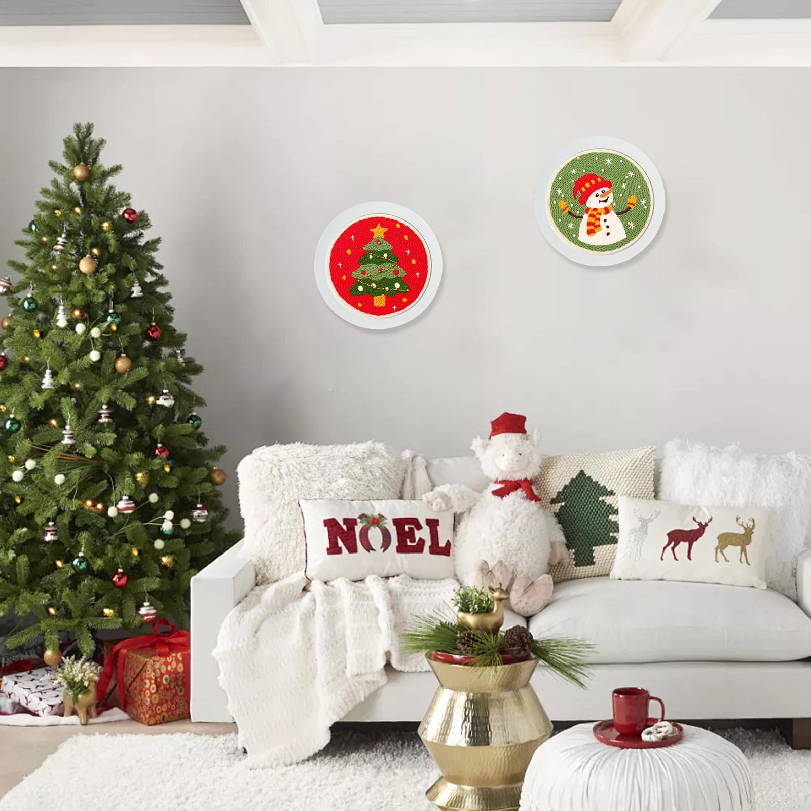 JSRQT 2 set di aghi da punzonatura natalizi per principianti, kit di ricamo per adulti e bambini, con motivo albero di Natale, pupazzo di neve, kit per ricamo per principianti con istruzioni (lingua
