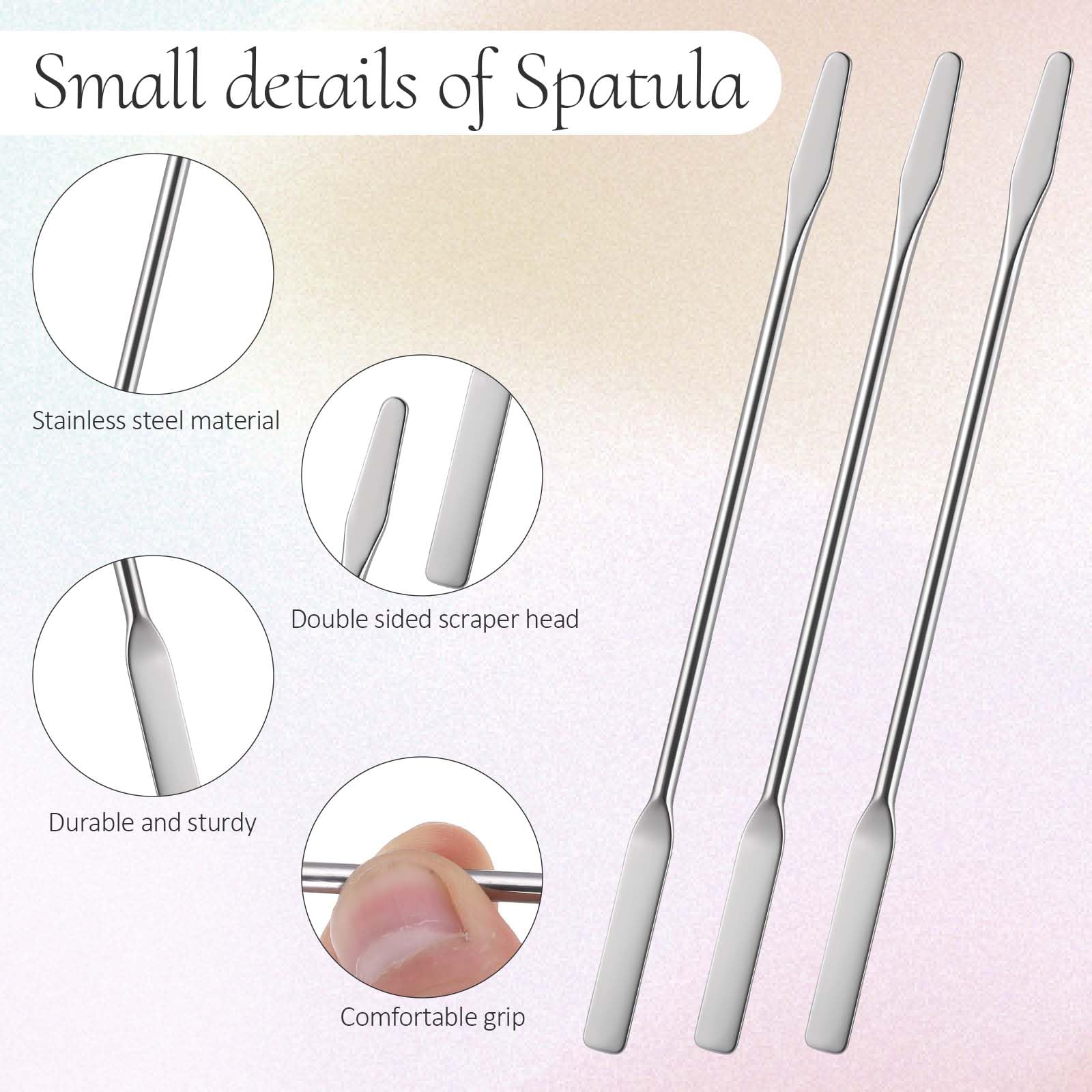 3 Pcs Small Metal Spatula, Lab Spatula, Double Ended Micro Spatula, Stainless Steel Mini Spatula, Square/Round End Spatula, Makeup Spatula Tool for Mixing Cosmetics — Amazon image 3