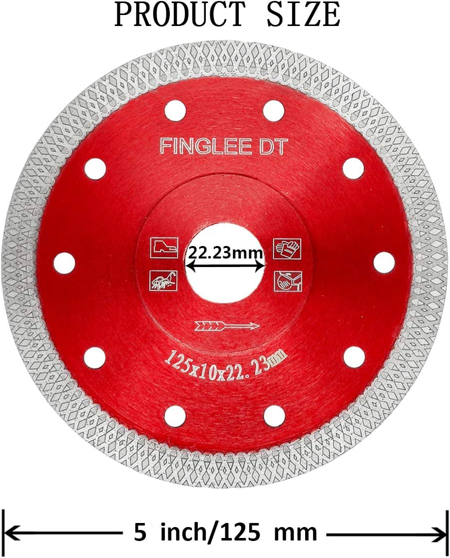 Flash Deals - 80% OFF FINGLEE DT Super Thin Diamond Saw Blade for Porcelain Tile Ceramic,Diamond Cutting Blade,with 7/8 4/5 5/8 Arbor (5 Inch 5pcs)
