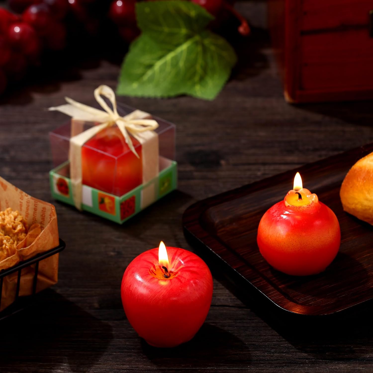 Conelist 12 Pcs Red Pomegranate and Apple Candles Rosh Hashanah Candles