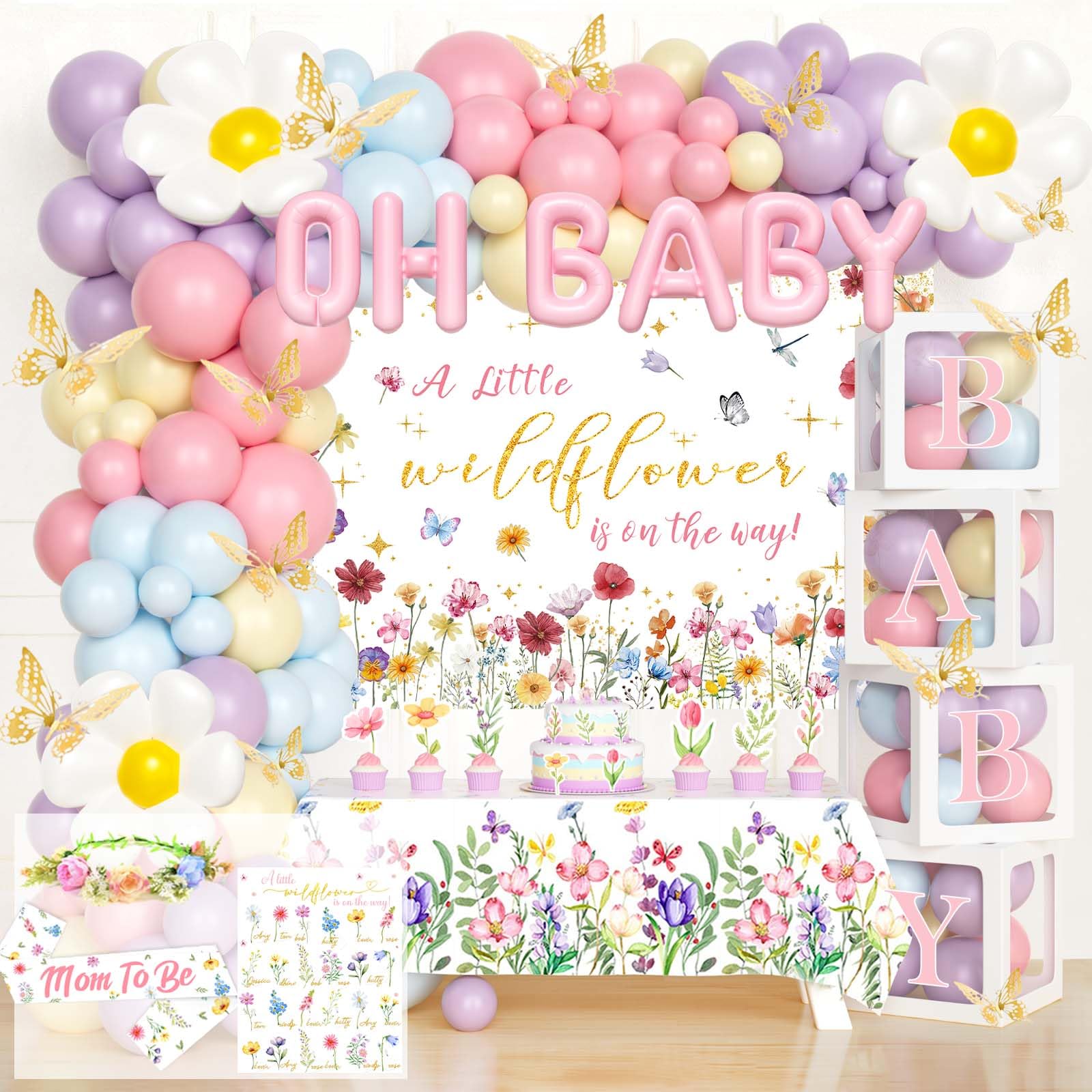 Party Inspo Wildflower Baby Shower Decorations, Baby Shower Decorations for Girl, Wild Floral Baby Shower Decorations, A Little Wildflower is On The