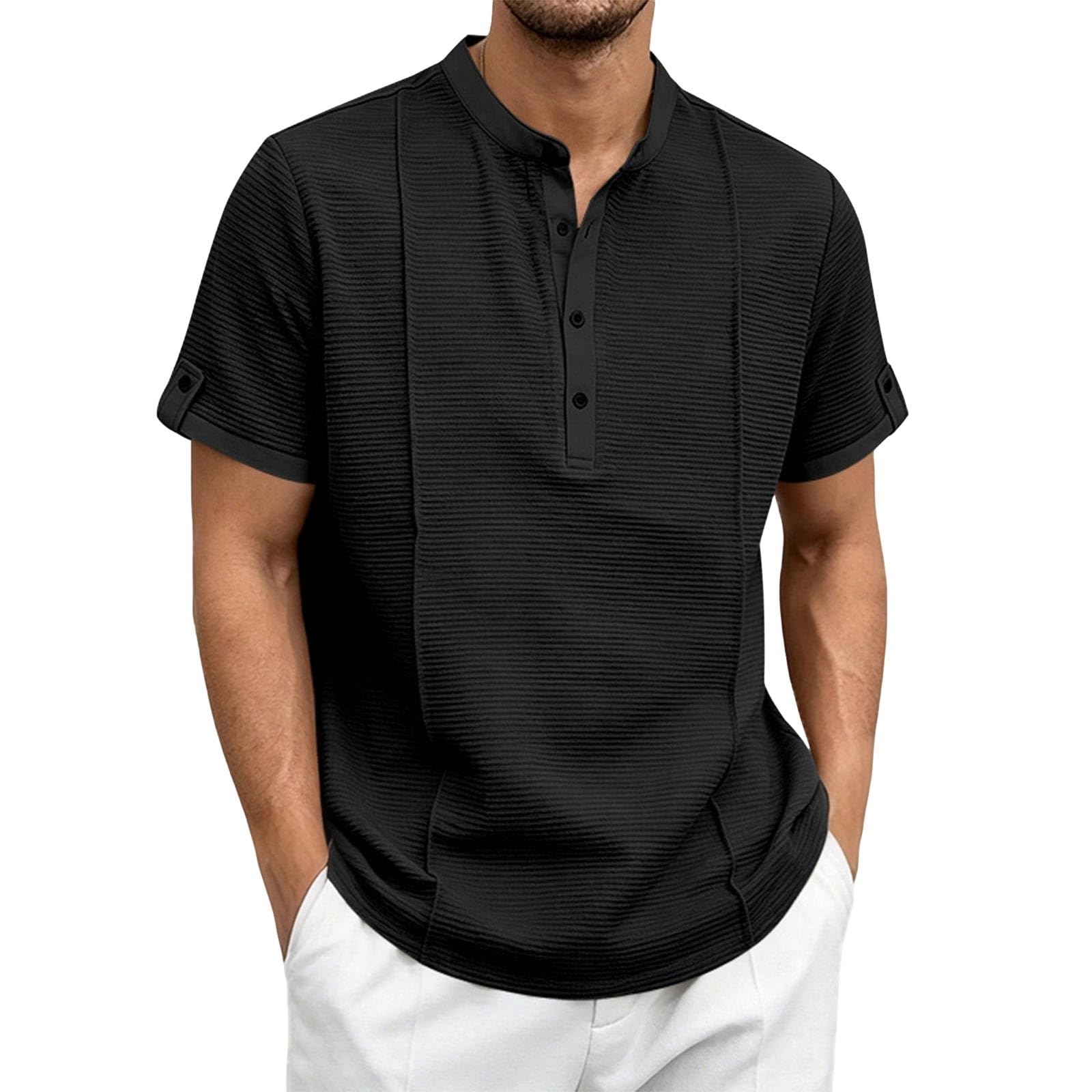 Breeze Polo para hombre con comodidad de barriga de cerveza, elástico, clásico, elástico, tiempo libre, golf, transpirable, cuello estructurado, manga corta para golf y ocio, ultrasuave y