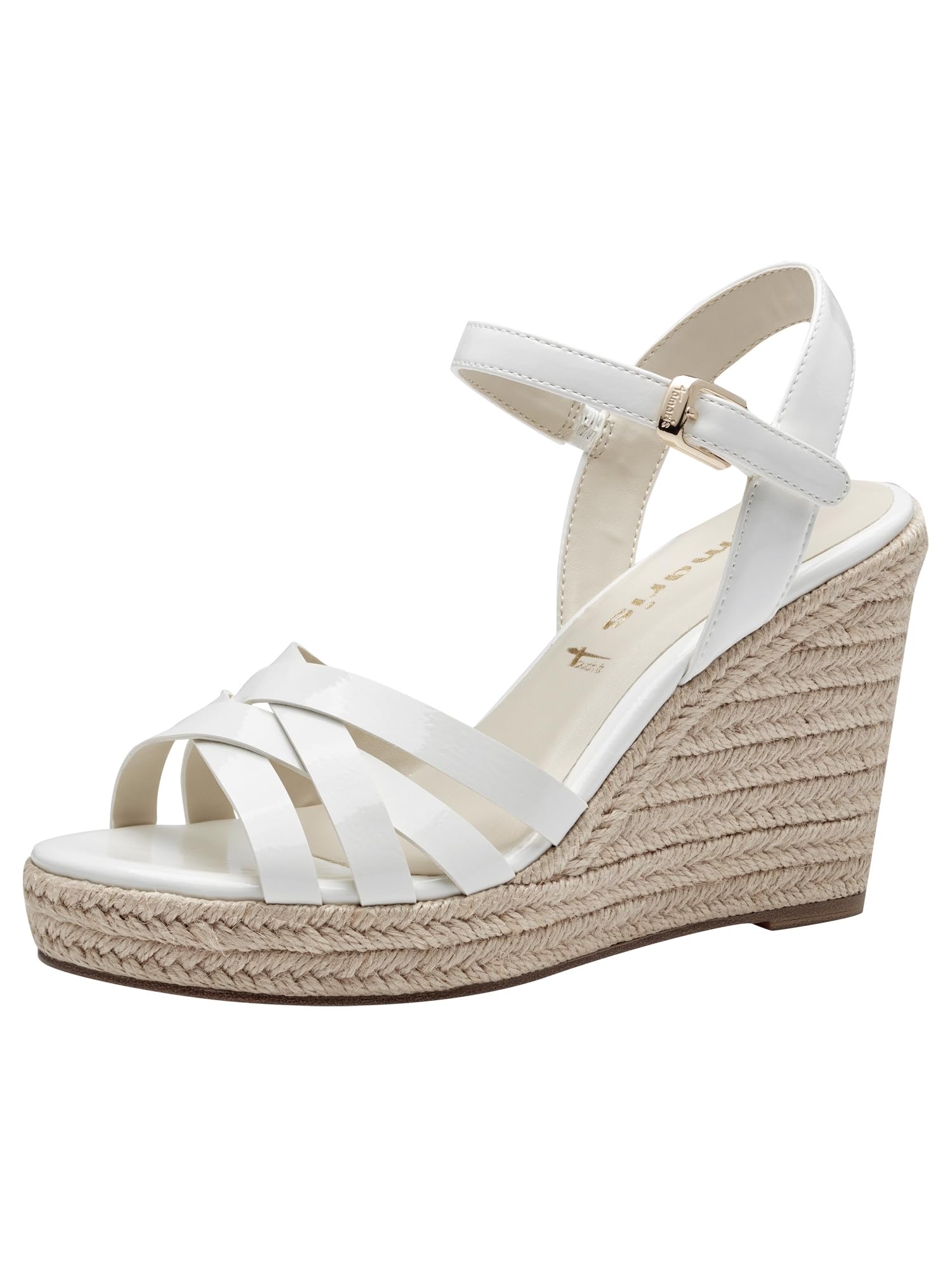 Tamaris Sandals 1-28380-42 Narrow, White Patent, 6 UK