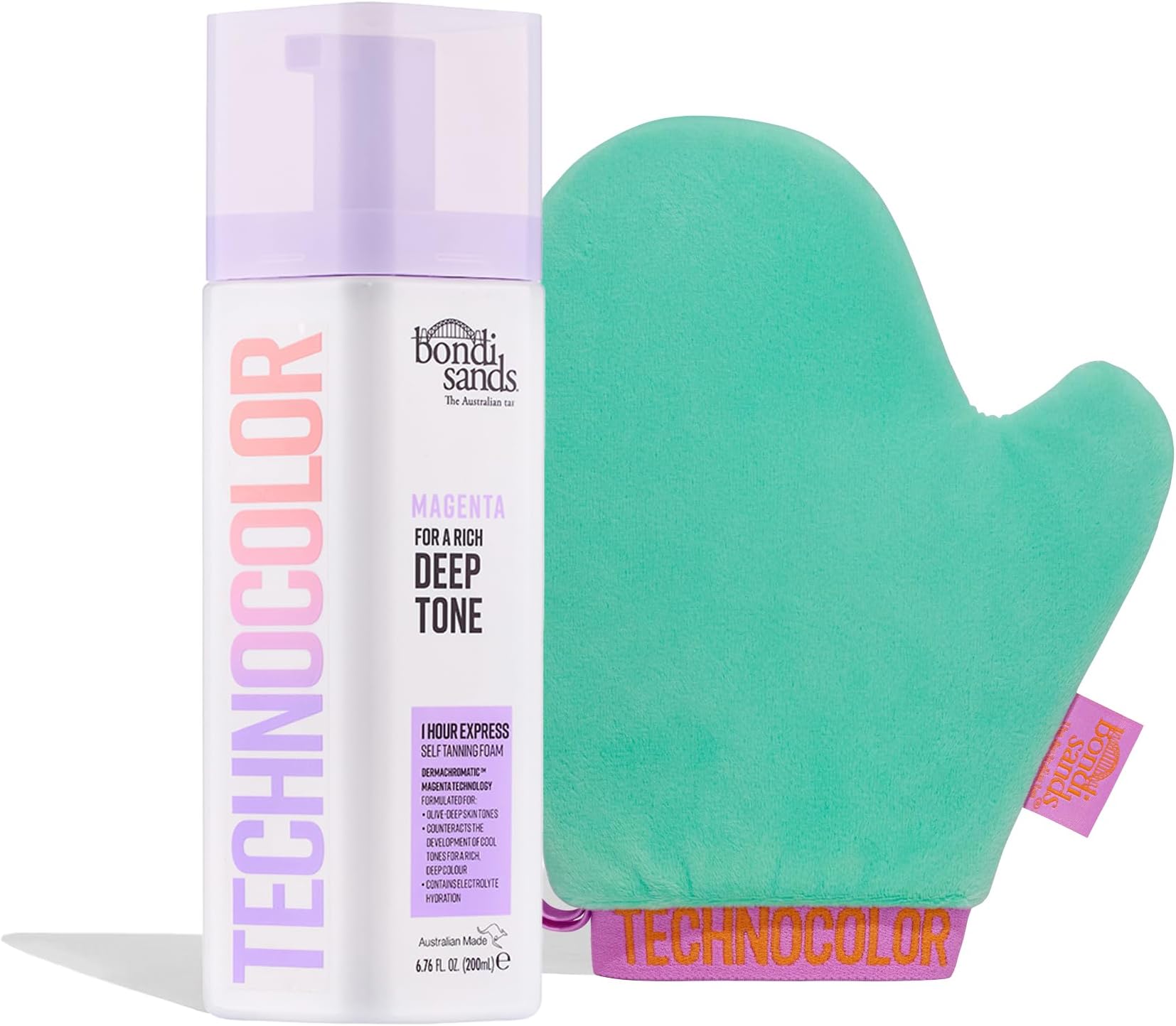 Bondi Sands Technocolor Magenta Value Kit | Includes Lightweight Sunless Foam + Reusable Mitt for a Flawless Finish ($34 Value)