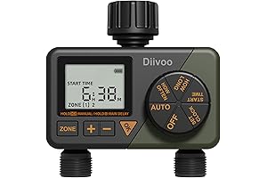 Diivoo Sprinkler Timer 2 Zone, Programmable Water Hose Timer 2 Outlet for Garden