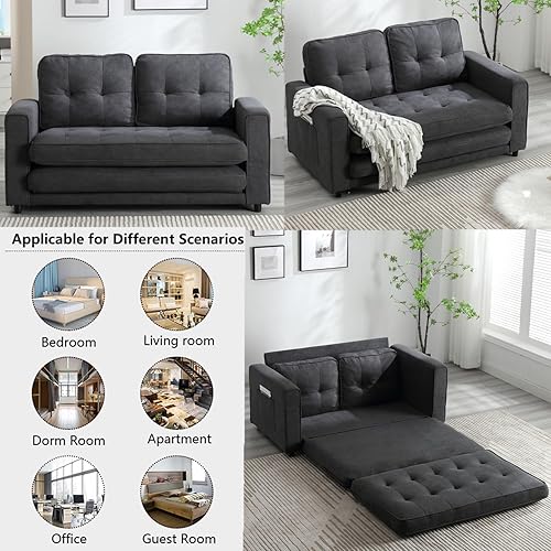 Miniatura 4 de Sofá cama futón, sofá futón plegable convertible, sofá pequeño transpirable, sofá tumbona ajustable extraíble para estudio compacto en sala de estar
