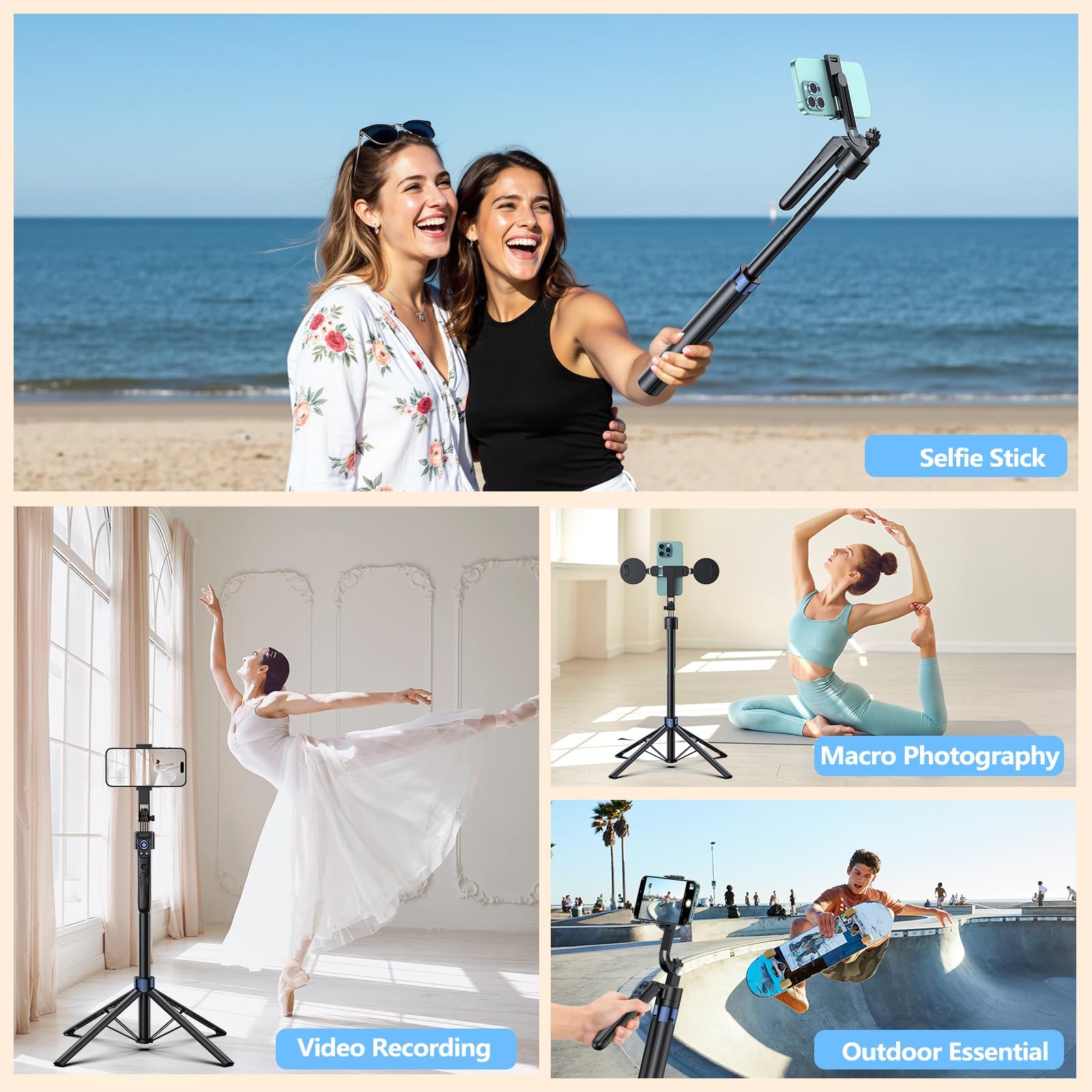Smart Face Tracking Treppiede Selfie Stick con luce LED, rotazione a 360° 70 pollici Phone Camera Stand con telecomando Bluetooth, perfetto per registrazione video, trasmissione live e contenuti