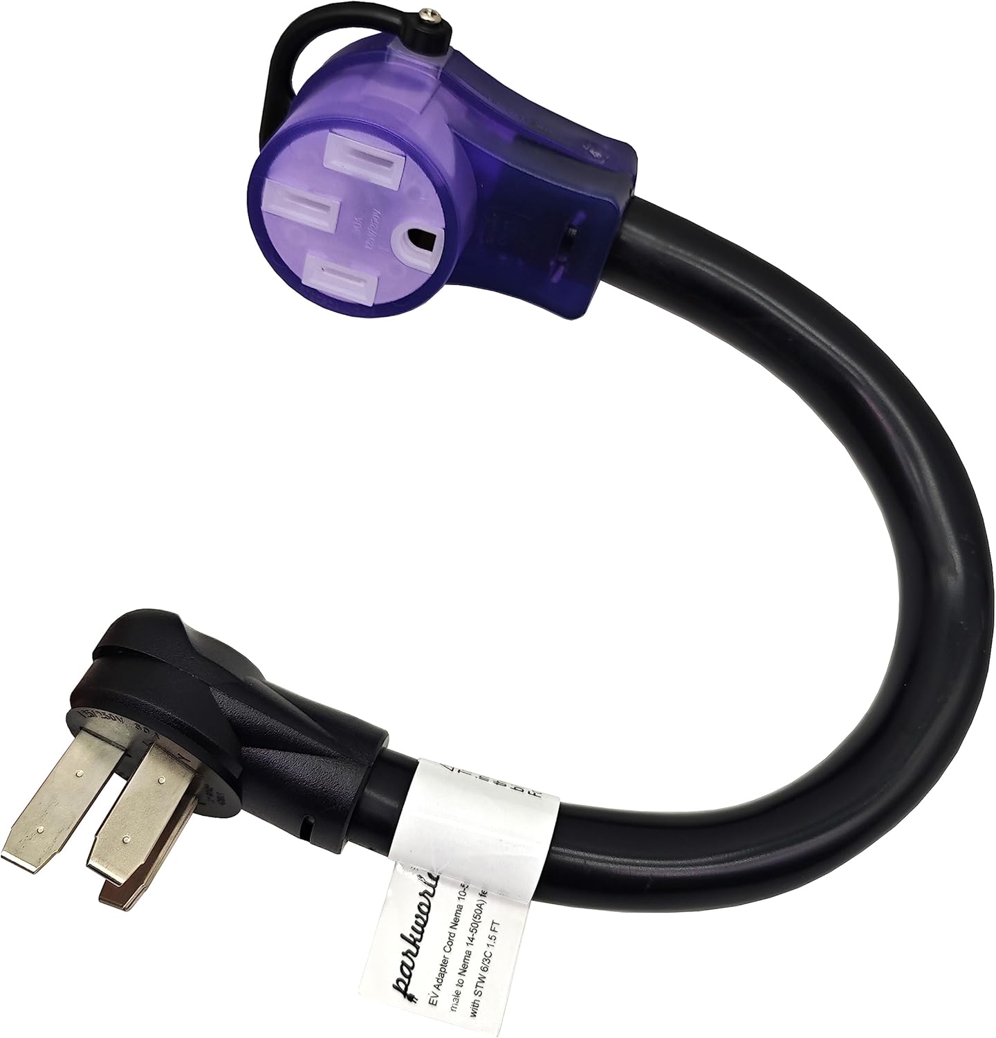 Parkworld 885484A EV Adapter Cord NEMA 10-50P to 14-50R 6AWG/3C, 50A (ONLY for Tesla UMC or Other EV Charging, NOT for RV) (1.5FT)