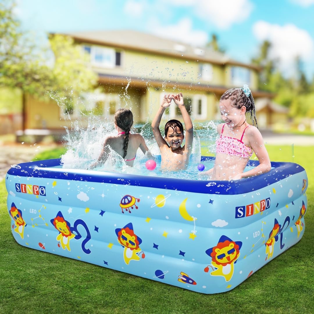 Seasons Inflatable Pool for Kids 80"x48"x20" PVC Thickened Swimming Pool for Summer Garden & Outdoor Backyard Water Parties