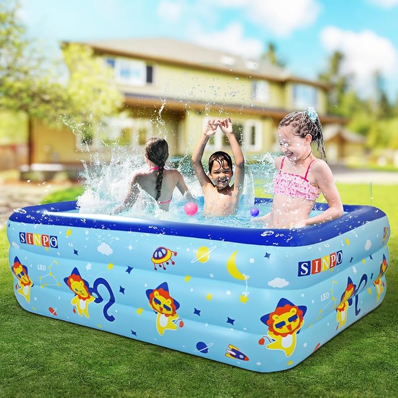 pileta inflable Seasons para niños de 70 x 45 x 20 pulgadas, pileta gruesa de PVC, para jardín de verano y fiestas acuáticas al aire libre en el patio trasero