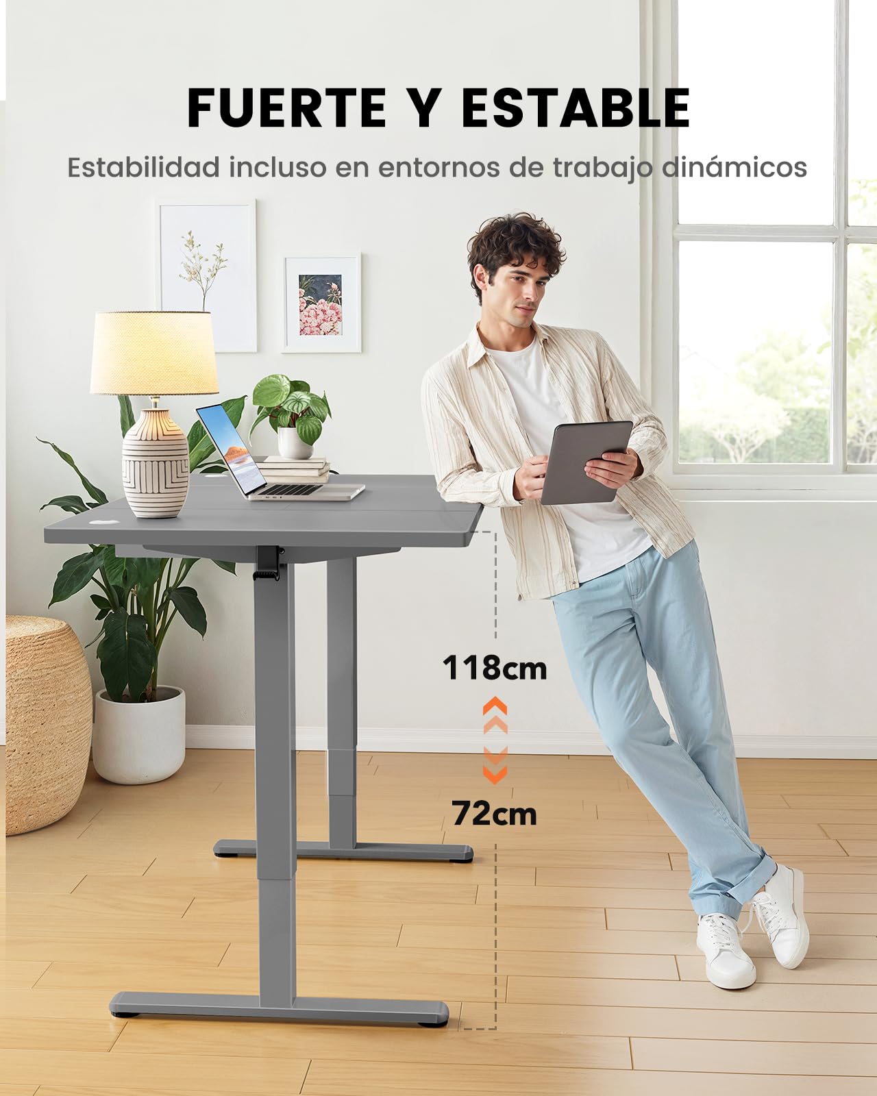 ErGear - Escritorio eléctrico regulable en altura, 160 x 80 cm, capacidad de carga de 100 kg, escritorio eléctrico con motor sin escobillas avanzado, función silenciosa, marco de metal resistente