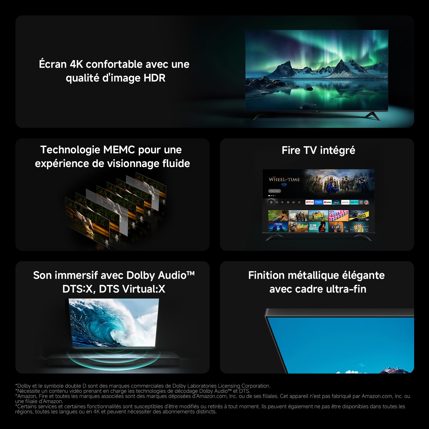 XIAOMI TV F 43, 109 cm (43 Pouces), 4K UHD, Smart TV, Fire OS8, Contrôle Vocal Alexa, HDR10, MEMC, 2Go+32Go, Compatible avec Apple AirPlay