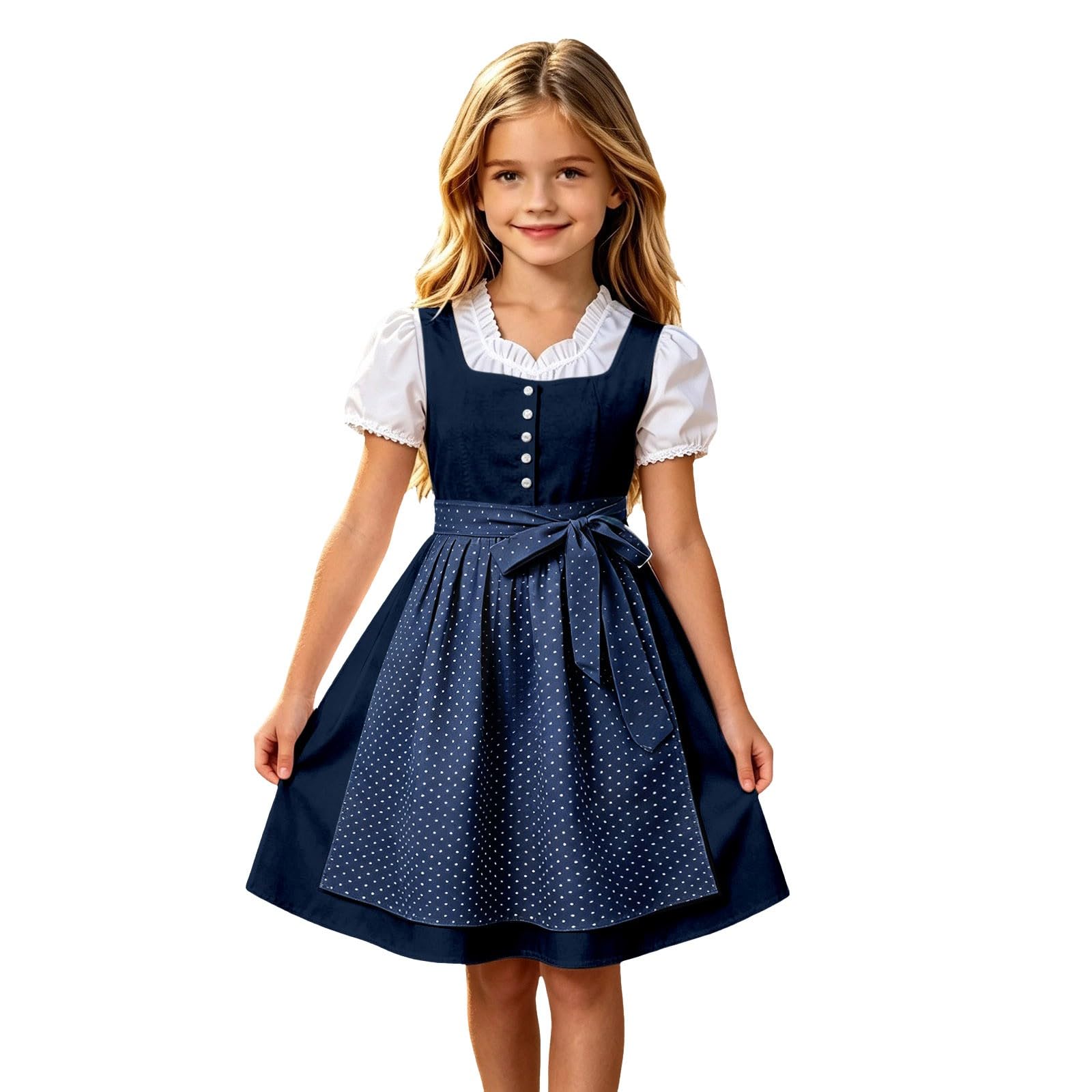 Girls Oktoberfest Costume Bavarian Beer Festival Dirndl Dress with Apron — image 1