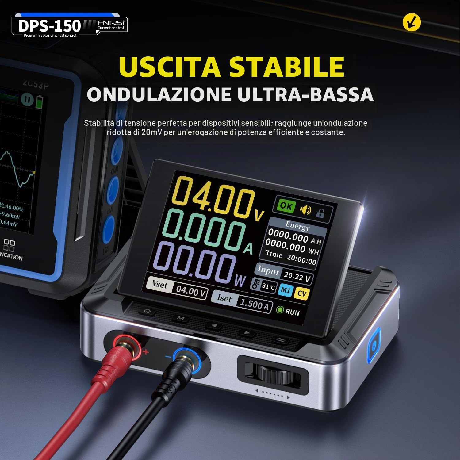 Alimentatore Da Laboratorio 30 V 5 A Display da 2,8 Pollici Uscita Programmabile Tramite PC Protezioni Multiple per Ricerca Sperimentale Sviluppo Ingegneristico,Include Un Alimentatore da 100W.