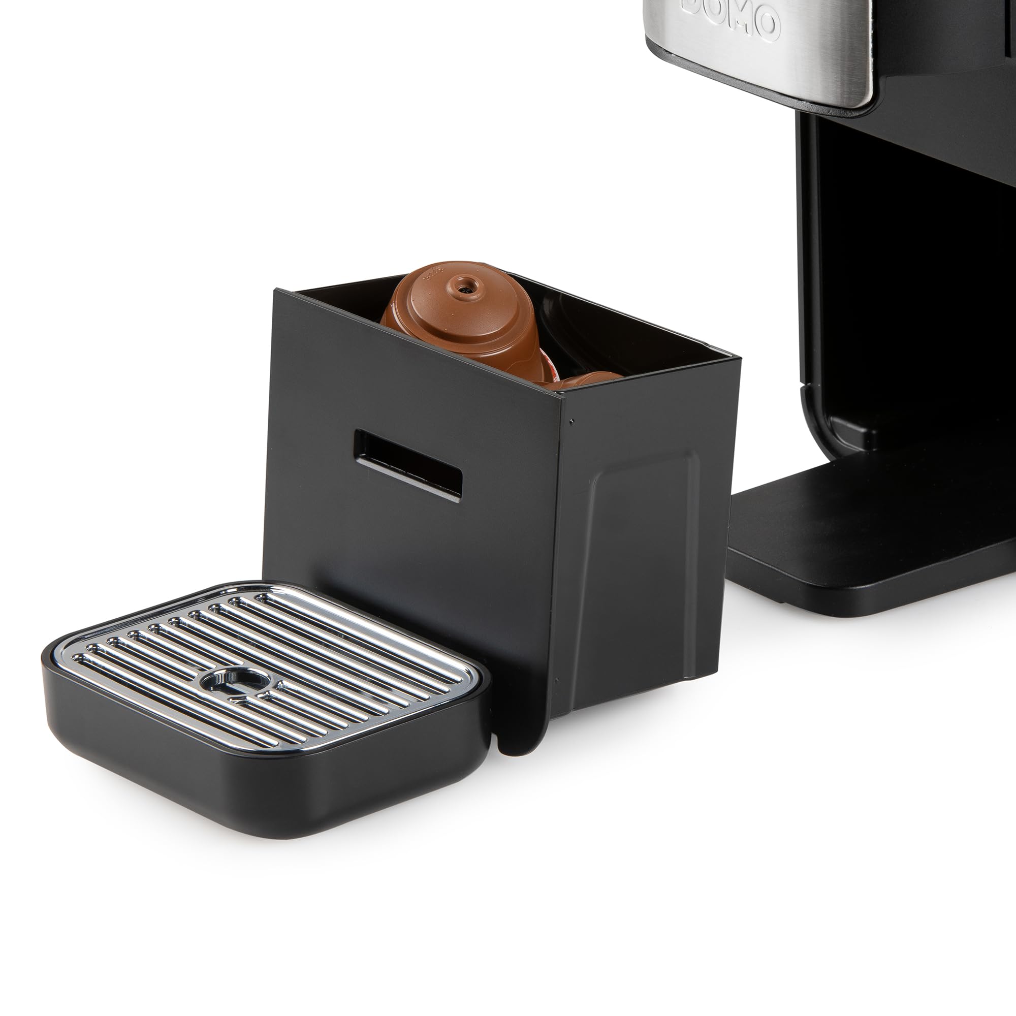DOMO DO748K Máquina de café de cápsulas 4 en 1 – Cafetera espresso y capuchino para Nespresso, Dolce Gusto, ESE y café molido – Control táctil – Cuchara dosificadora con tamper