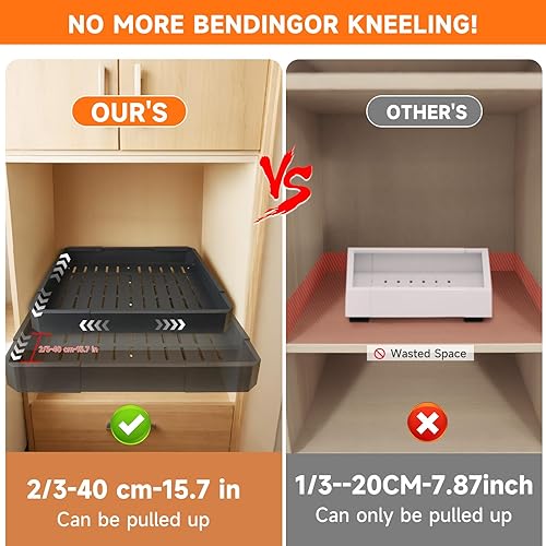 Miniatura 3 de Organizador de gabinete extraíble, ancho ajustable (14-21 pulgadas) y profundidad (17-24 pulgadas), ampliable, sin taladro, cajones deslizantes para