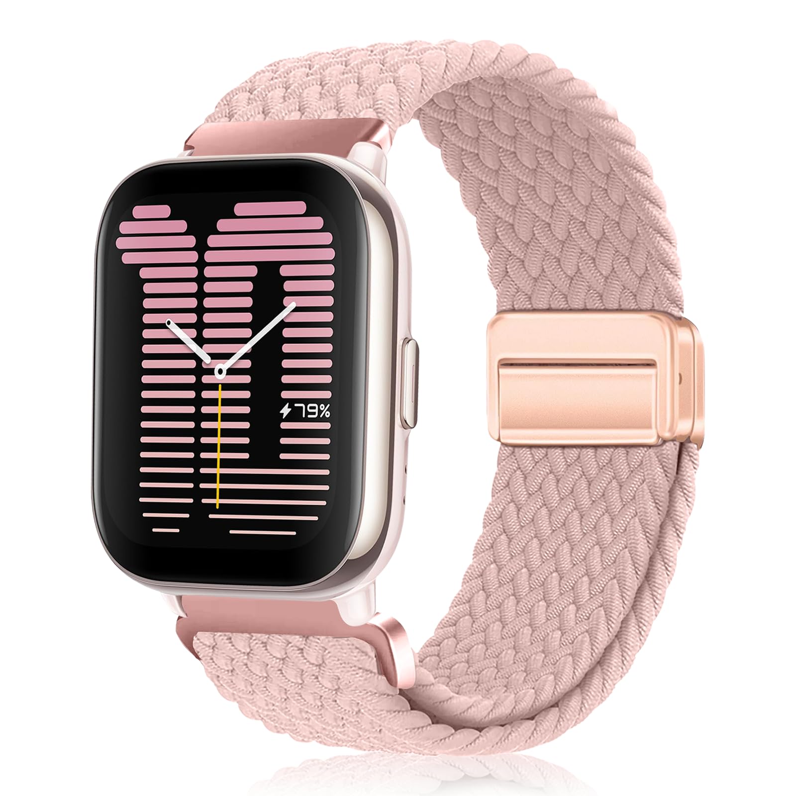 20mm Nylon Correa para Amazfit Active 2 Square/Active 2/Active/GTR Mini/GTS 4/4 Mini/GTS 3/2, Trenzada Magnética Deportivo Reloj de Repuesto para Amazfit GTR 42mm/Bip 3/Bip3 Pro/Bip S - Rosa