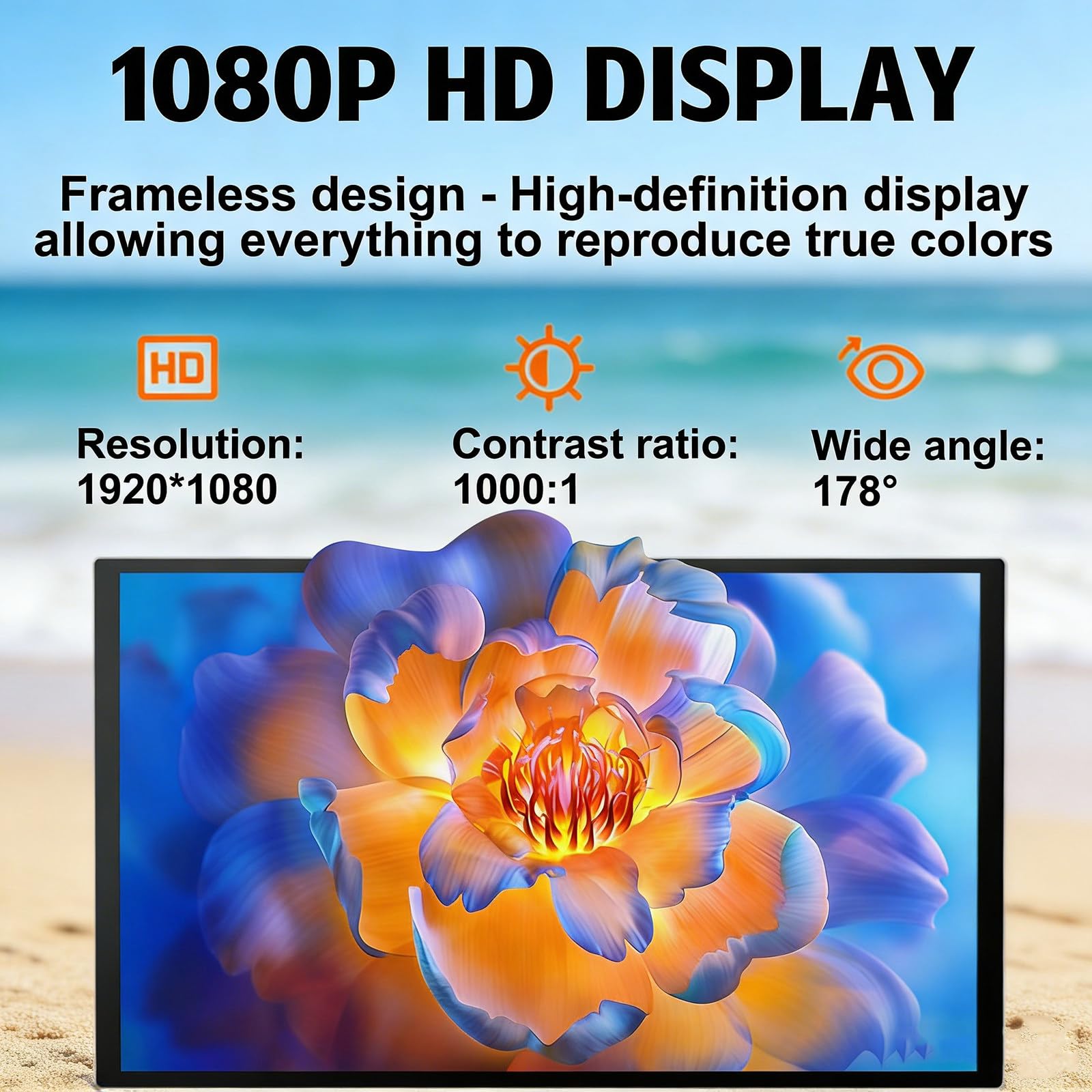 Televisor Inteligente Portátil De 24 Pulgadas con Ruedas, Pantalla Táctil Inalámbrica con Batería Integrada, Soporte Giratorio para Uso En Interiores Y Exteriores. 4+64G