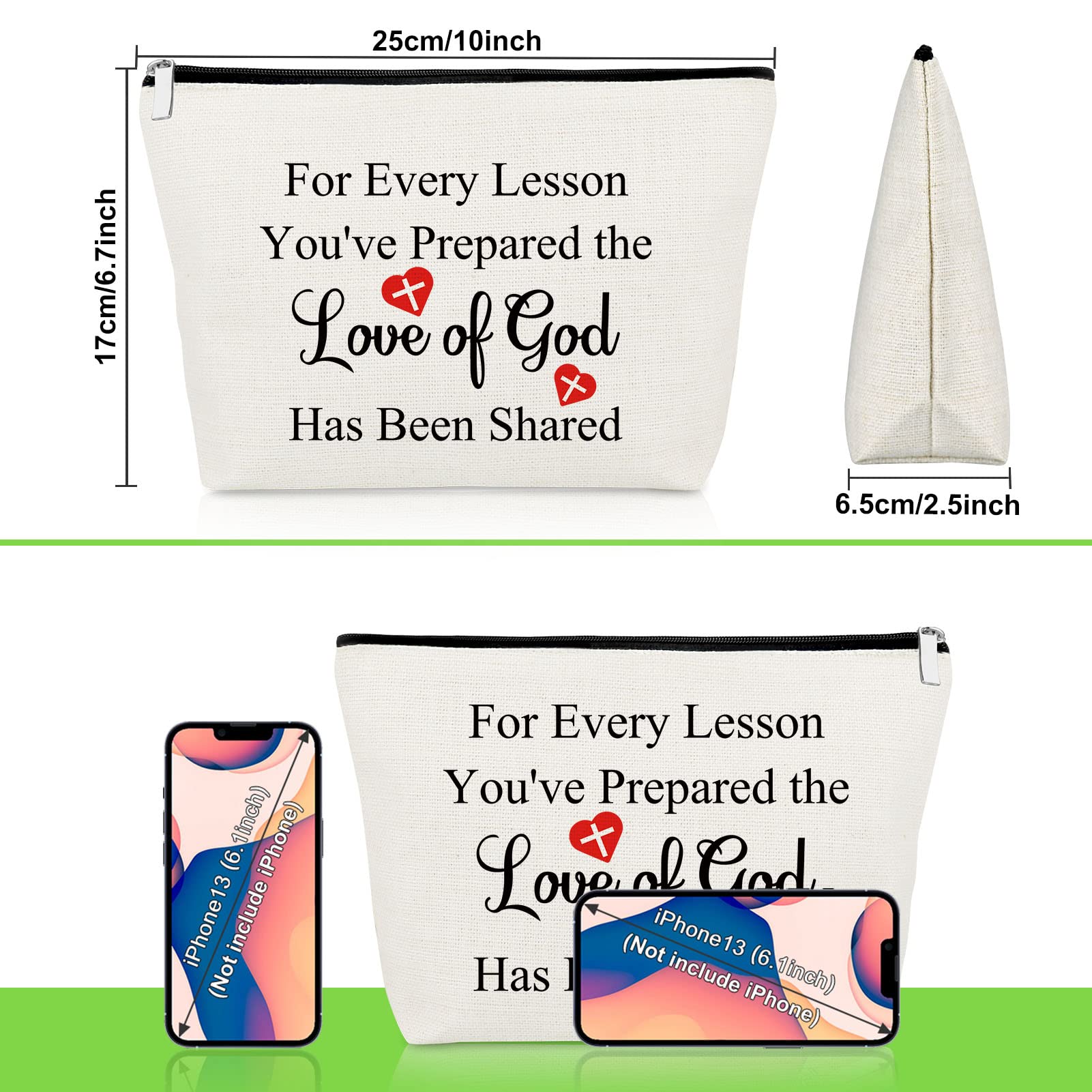 Christian Gifts for Teachers Appreciation Makeup Bag Sunday School Teachers Gift Cosmetic Bag Christian Religious Gifts for Teacher Assistant Gifts Appreciation Thank You Gifts for Mentor Makeup Pouch - Image 3