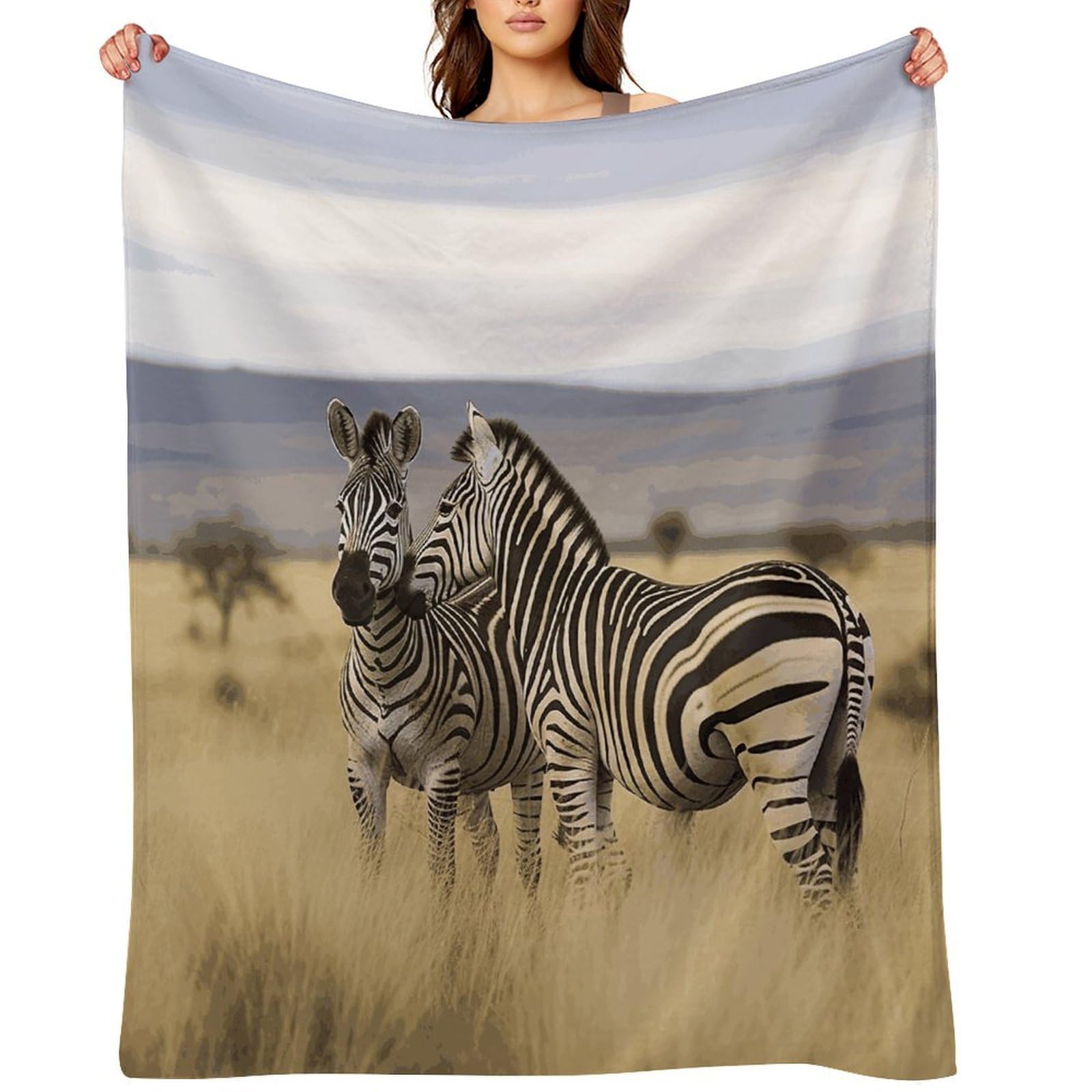 Flannel Zebras on South Africa Throw Blanket for Couch Super Soft Fuzzy Cozy Flannel Blankets No Shed No Pilling FAnti-Static Winter Bed Blanket Decorative and Giftable Blankets