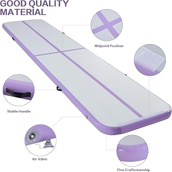Inflatable Gymnastics Mat Tumble Track Gym Floor Mat 2M-6M Air Tumbling Training Track Thick 10cm with Electric Pump for Gymnastics Home Kids Tumble Training Yoga Water Pilates