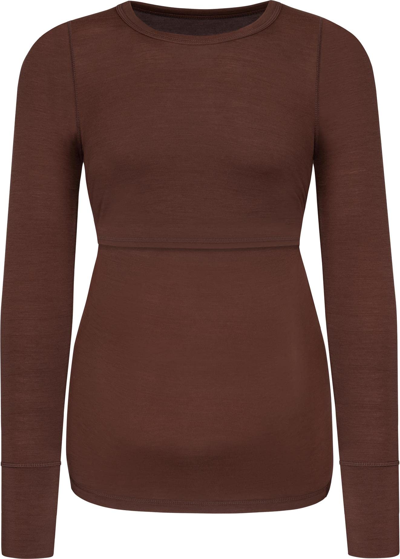 Damen Merino Umstands-Langarm-Shirt Stillshirt mit Rundhalsausschnitt - Schwangerschafts Oberteil Umstandspullover aus RWS zertifizierter Merinowolle und Elasthan