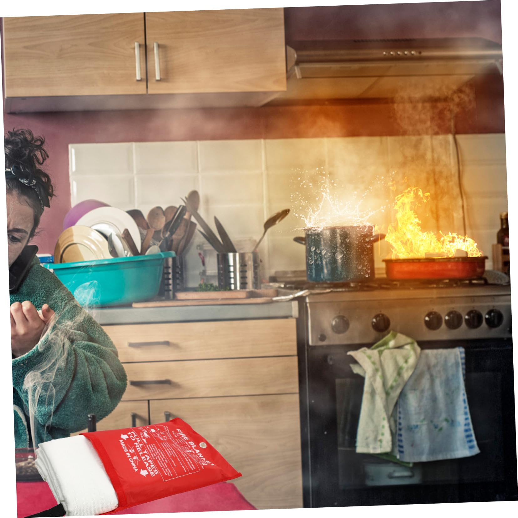 BESPORTBLE Coperta Antincendio in Vetroresina per Emergenze, Cucina e Stufa