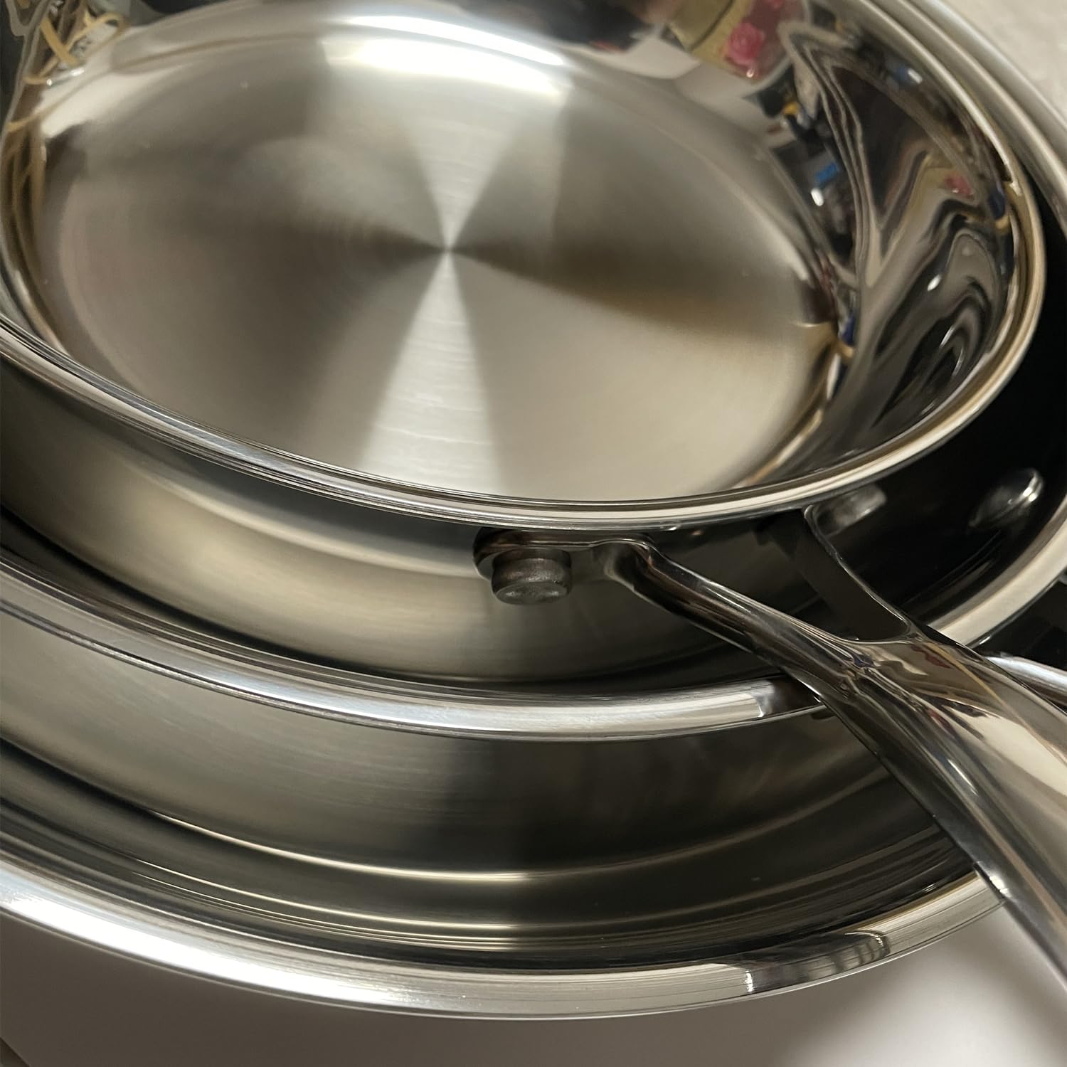 Set di 3 padelle in acciaio inox, acciaio professionale a tre strati, set di padelle, 20–25–30 cm, lucidato a specchio, induzione, padelle da cucina, padelle, resistenti alla lavastoviglie