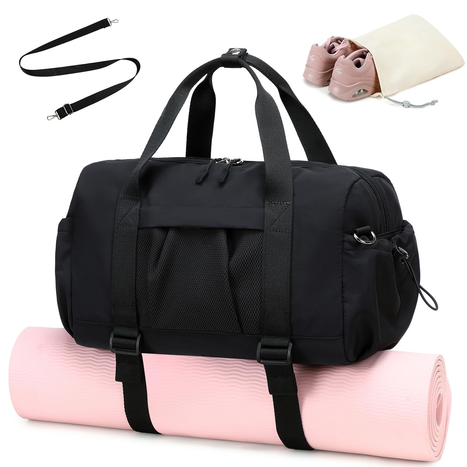 Gym Bag for Women Gym Duffle Bag with Shoe Bag and Wet Pocket Carry On Overnight Weekender Duffel Bag for Travel Sports Yoga