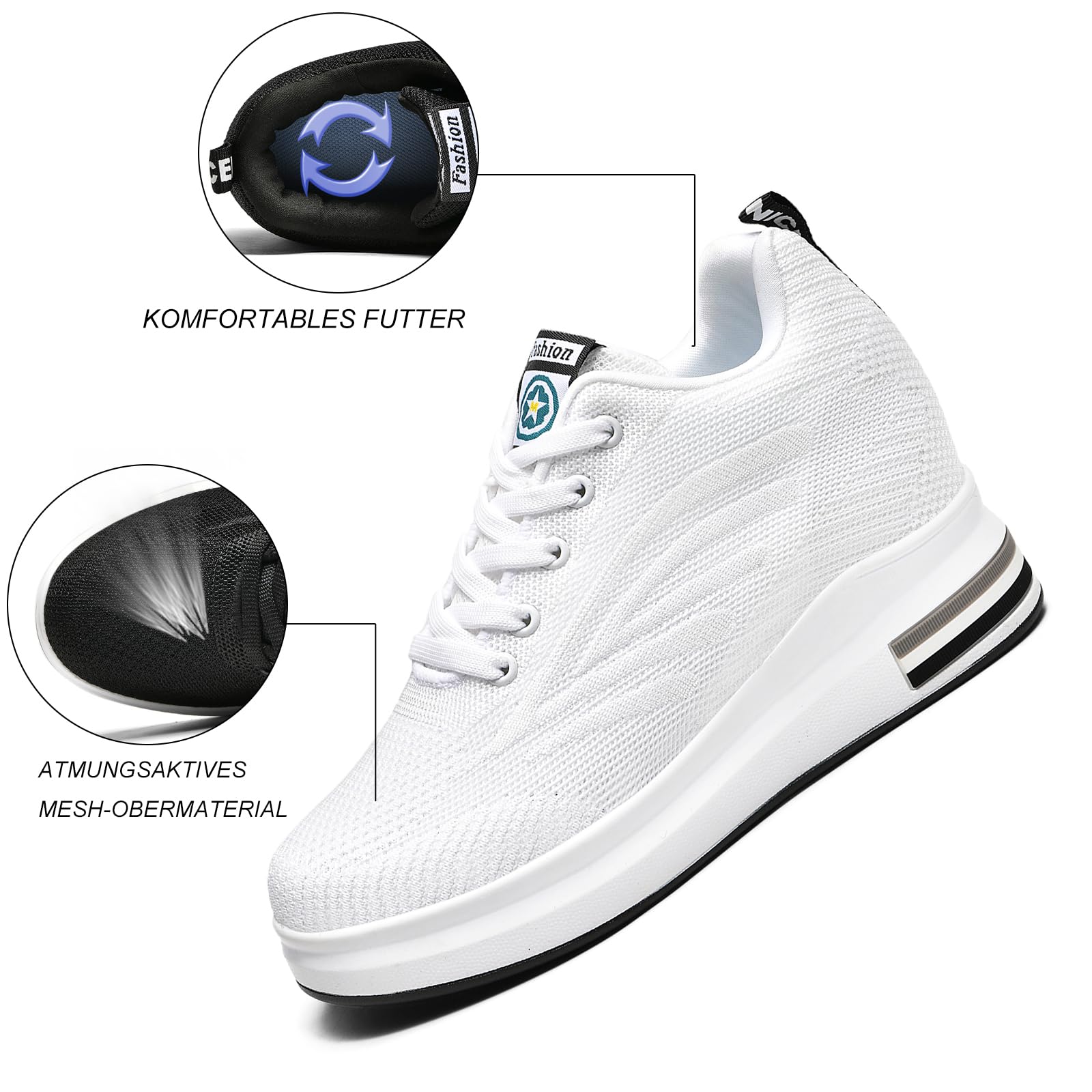 AONEGOLD Damskie trampki z klinem, buty sportowe, buty do biegania, do biegania, fitnessu, na czas wolny, wygodne, oddychające buty