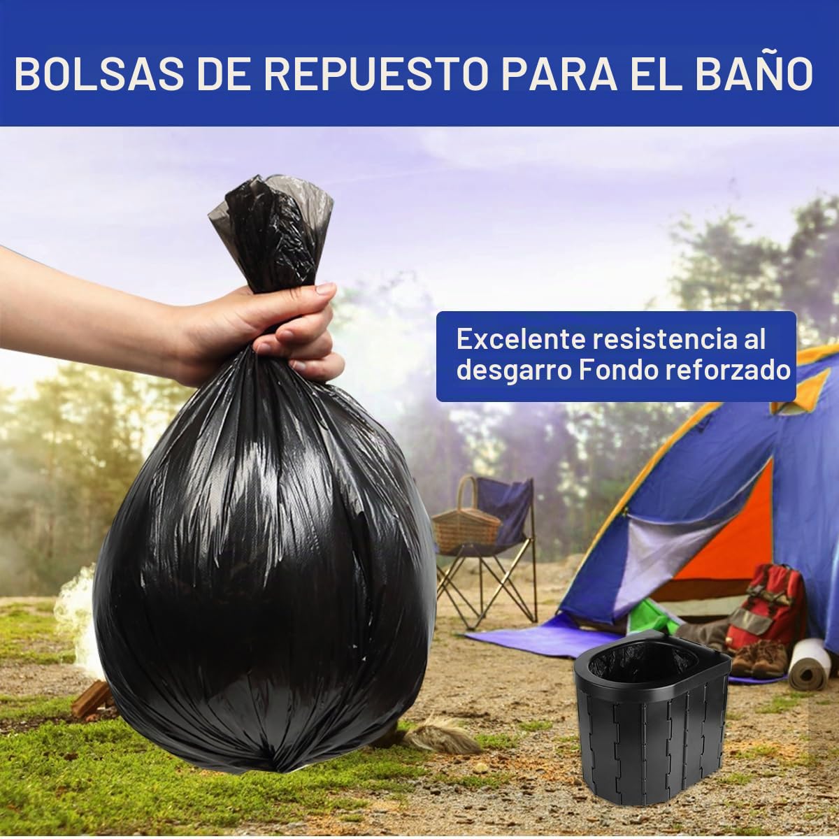 100 Piezas Bolsas de Basura Set,30L Bolsa de Basura Biodegradable para Inodoros de Camping, Impermeables Bolsas de Aseo de Camping, para Camping, Cocina, Sala de Estar, Baño