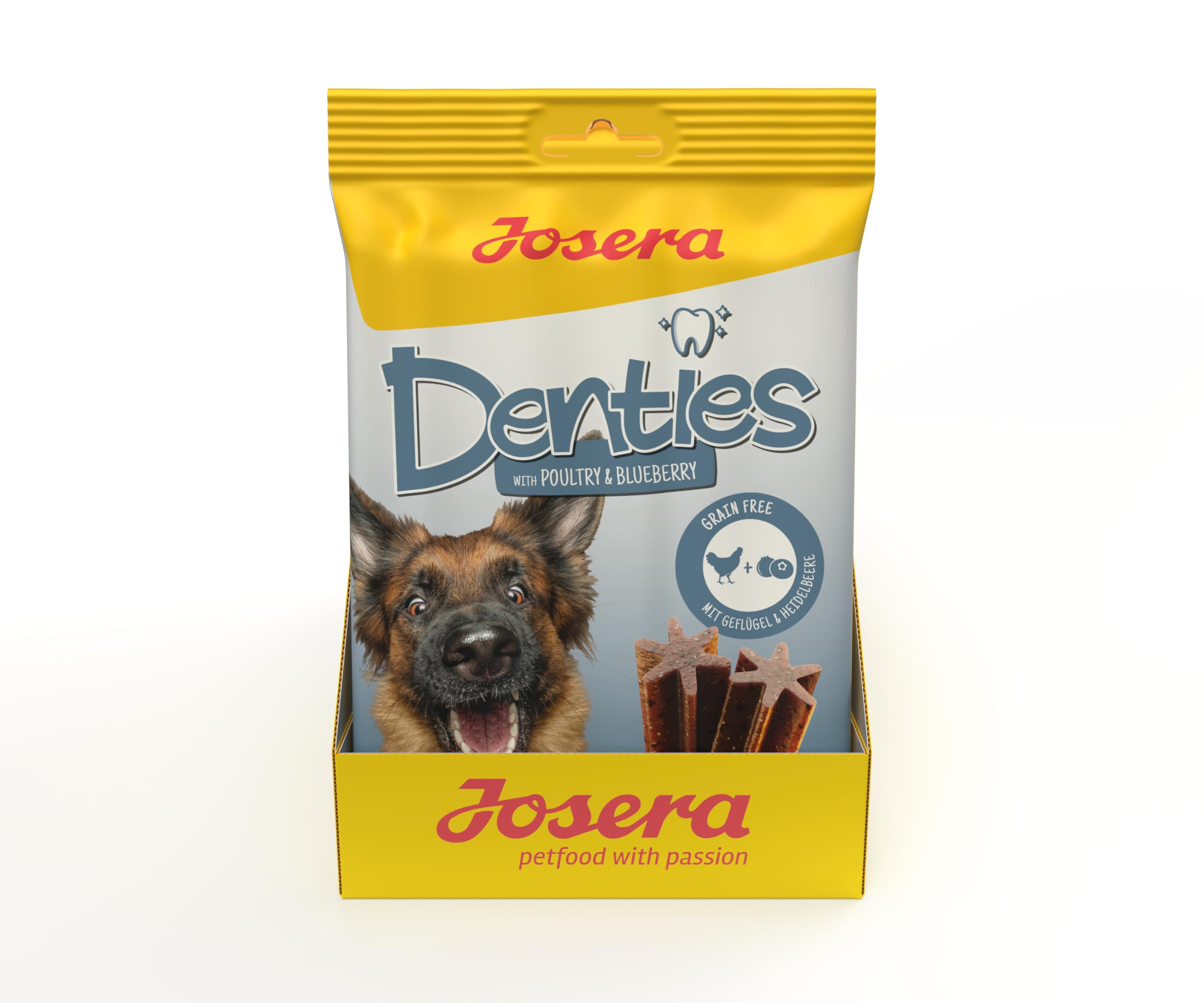 JOSERA Denties Volaille & Myrtille (13 x 7 Pièces) | Adulte | Premium Bâtonnets à Mâcher pour Chiens Adultes | pour Soins Dentaires Quotidiens | sans Sucre & sans Céréales | Pack de 91
