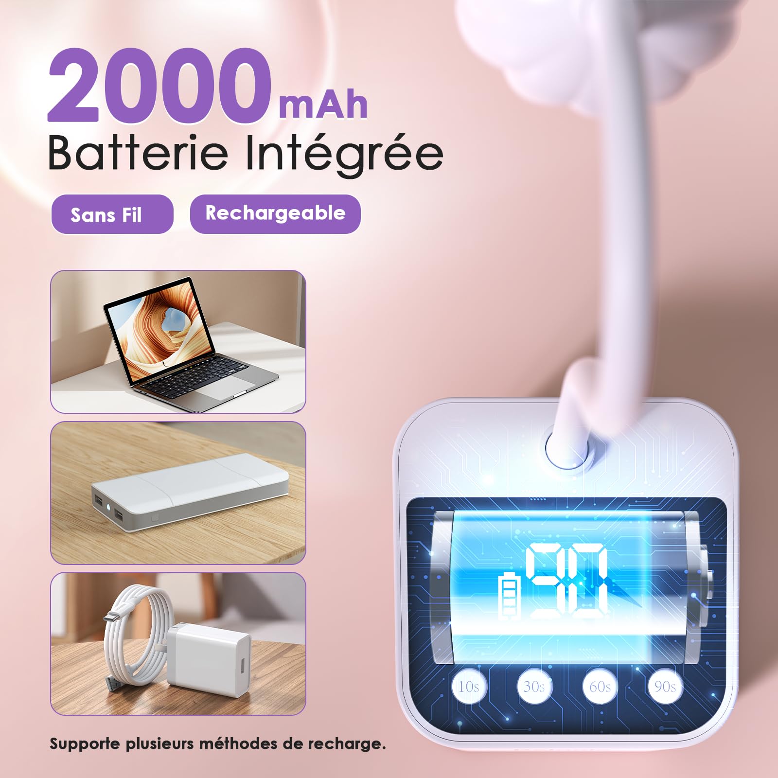 Delanie 35W Lampe UV Ongles Gel avec Capteur Automatique Intelligent & Écran LCD, Séchage Rapide 4 Minuterie de 10s/30s/60s/90s, Design Col de Cygne Flexible pour Manucure à Domicile et en Salon