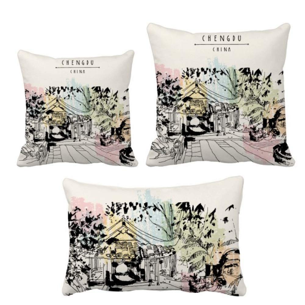 Housse de coussin pavillon paisible Lijiang Chine pour canapé