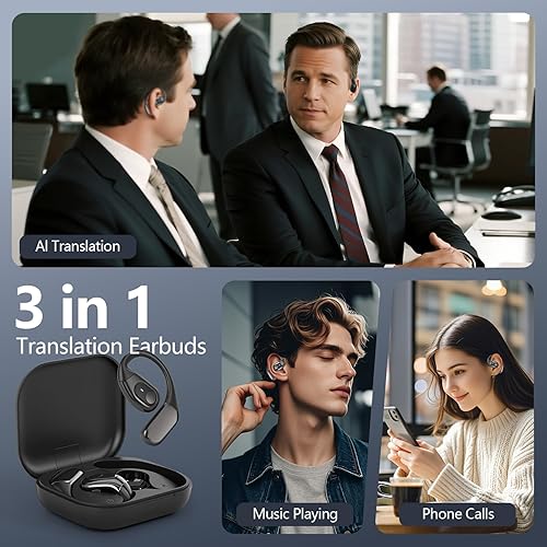 Miniatura 5 de Auriculares de traducción AI en tiempo real, 3 en 1 traductor en 164 idiomas y acentos, Audifonos Traductores Inglés Inglés, auriculares