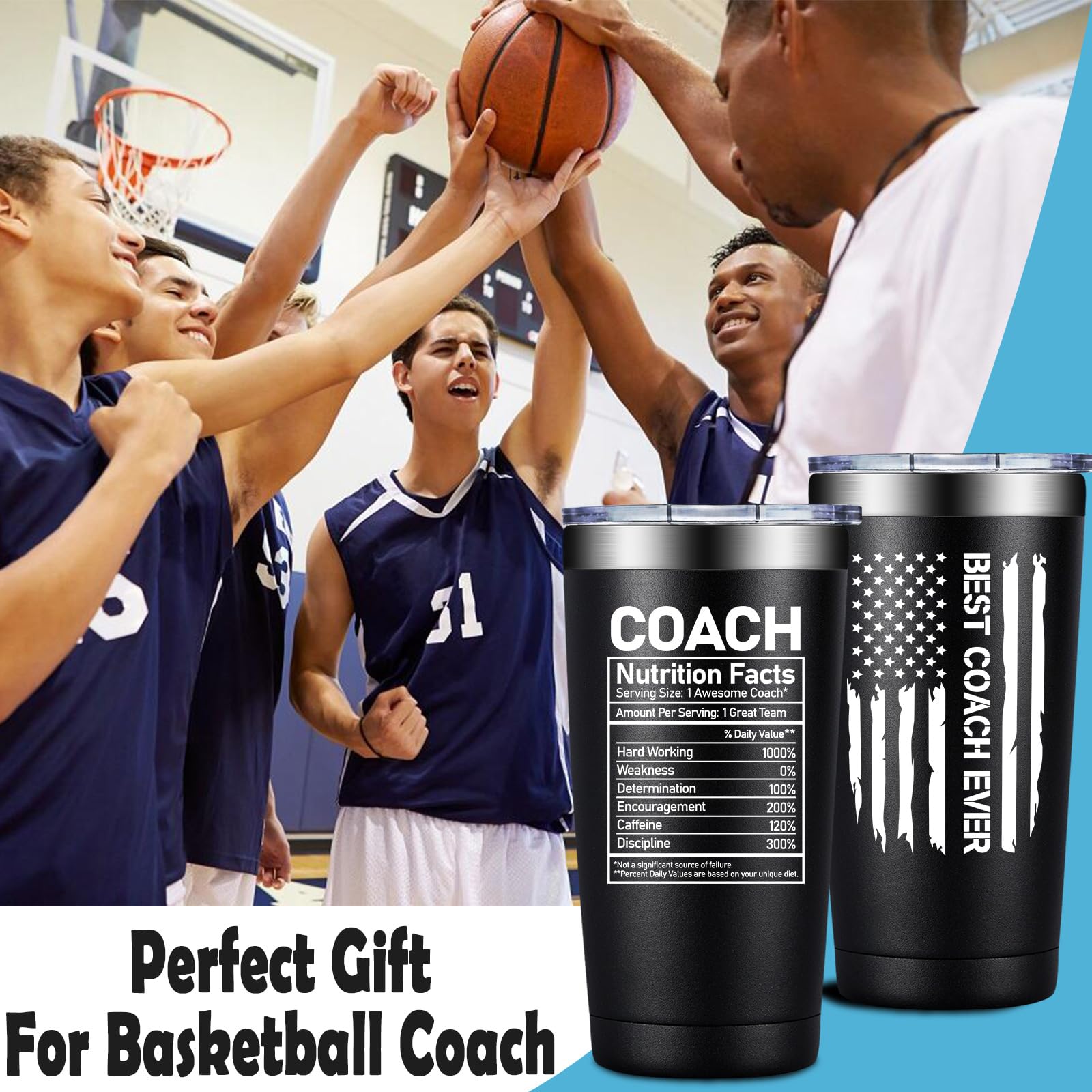 Grifarny Coach Gifts for Men, Women - Best Coach Ever Tumbler Cup 20 oz - Coaches Appreciation Gifts - Basketball, Soccer, Football, Baseball, Softball, Gymnastics, Dance, Swim, Cheer Coaches Gift