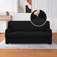 Vista 8 de molasofa Funda para sofá biplaza con 2 fundas de asiento individuales en forma de T para decoración del hogar, 3 piezas, elásticas, lavables, sin