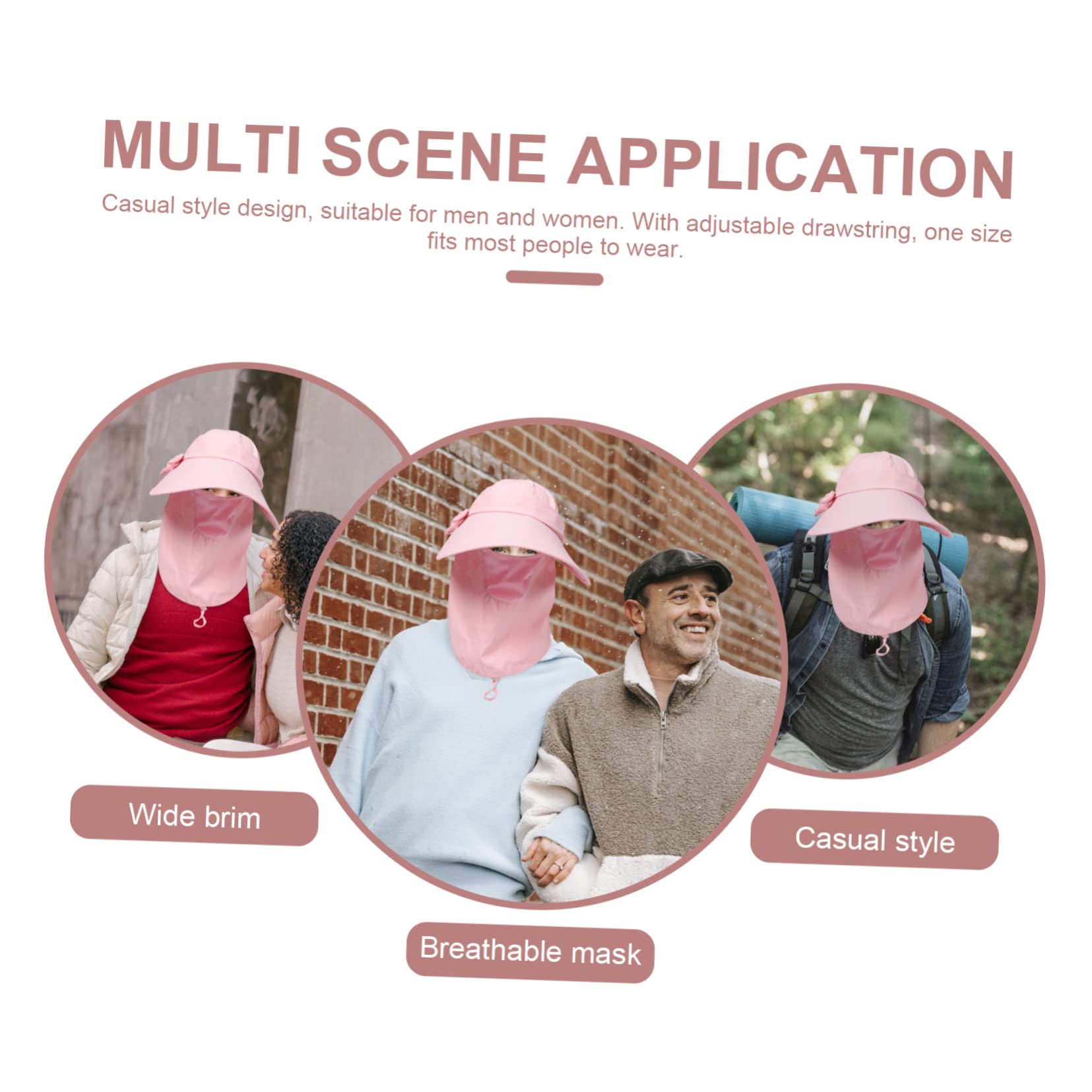 VALICLUD Chapeau De Soleil Extérieur Chapeaux De Soleil Respirants pour Femmes Chapeau De Couverture De Visage De Cou Chapeaux à Visière pour Femmes Chapeaux D'extérieur Nylon Rose