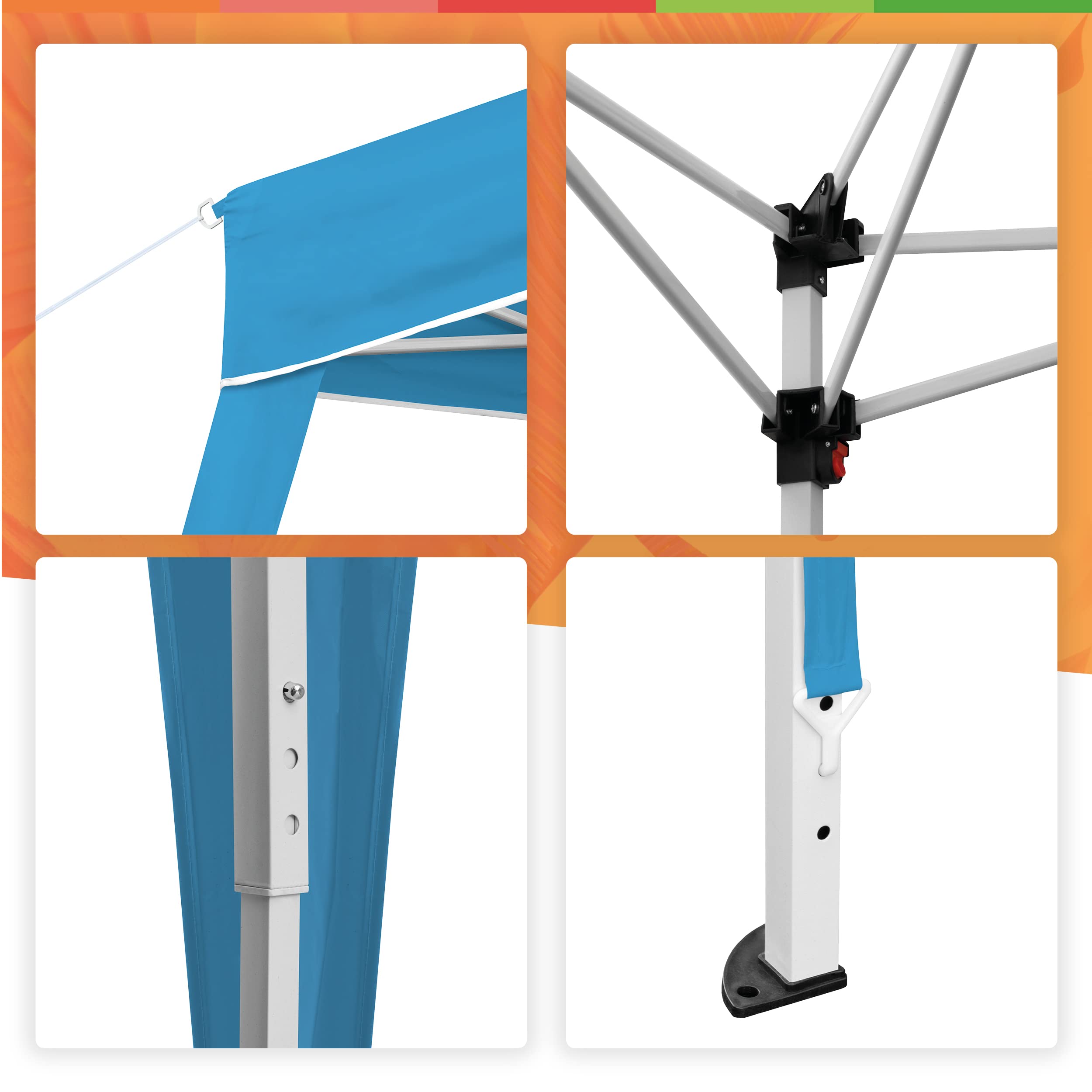 WASABI Tonnelle Pliante 3x3 Imperméable, Barnum de Jardin Extérieur Pliante 3x3, Structure Aluminium, Montage Rapide, Sac de Transport, Piquets et Sangles Inclus