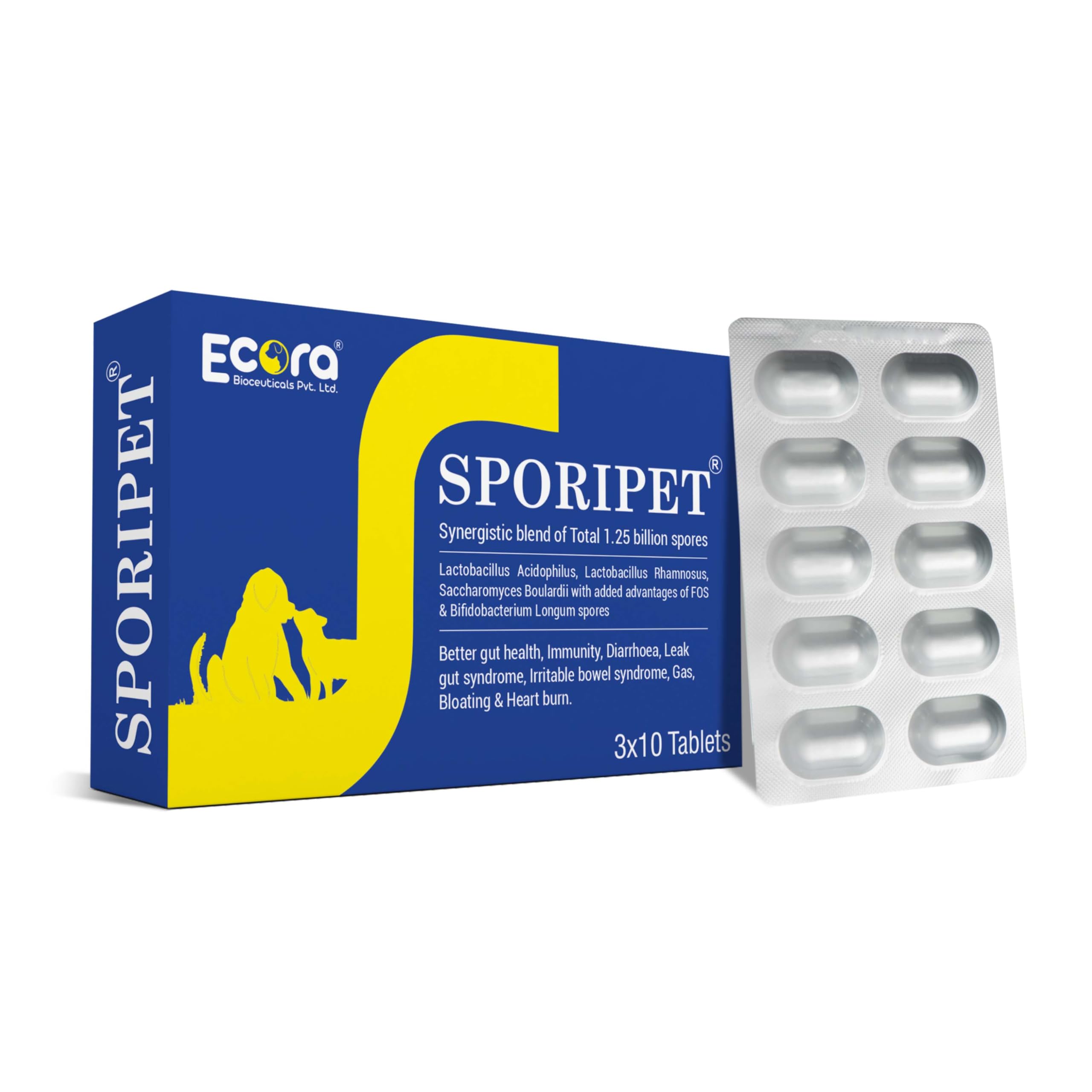 Sporipet Gut Health & Immunity Support for Pets – 30 Tablets | Probiotics, Prebiotics & Digestive Enzymes | Boosts Digestive Health & Enhances Immune Function