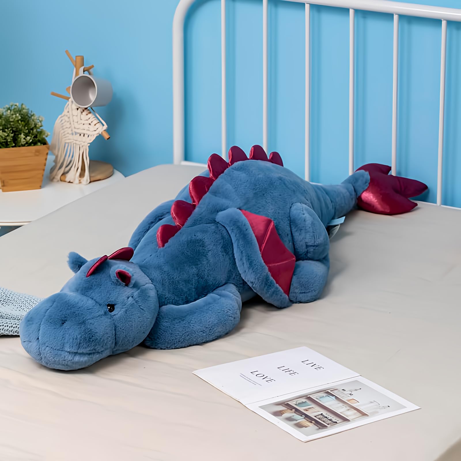 Ololele Dragon Stuffed Animal, 27.6Inches Small Plush Dragon Toy for Kids, Pink White Green and Blue Available.Very Cute Plushie Dragon โ image 1
