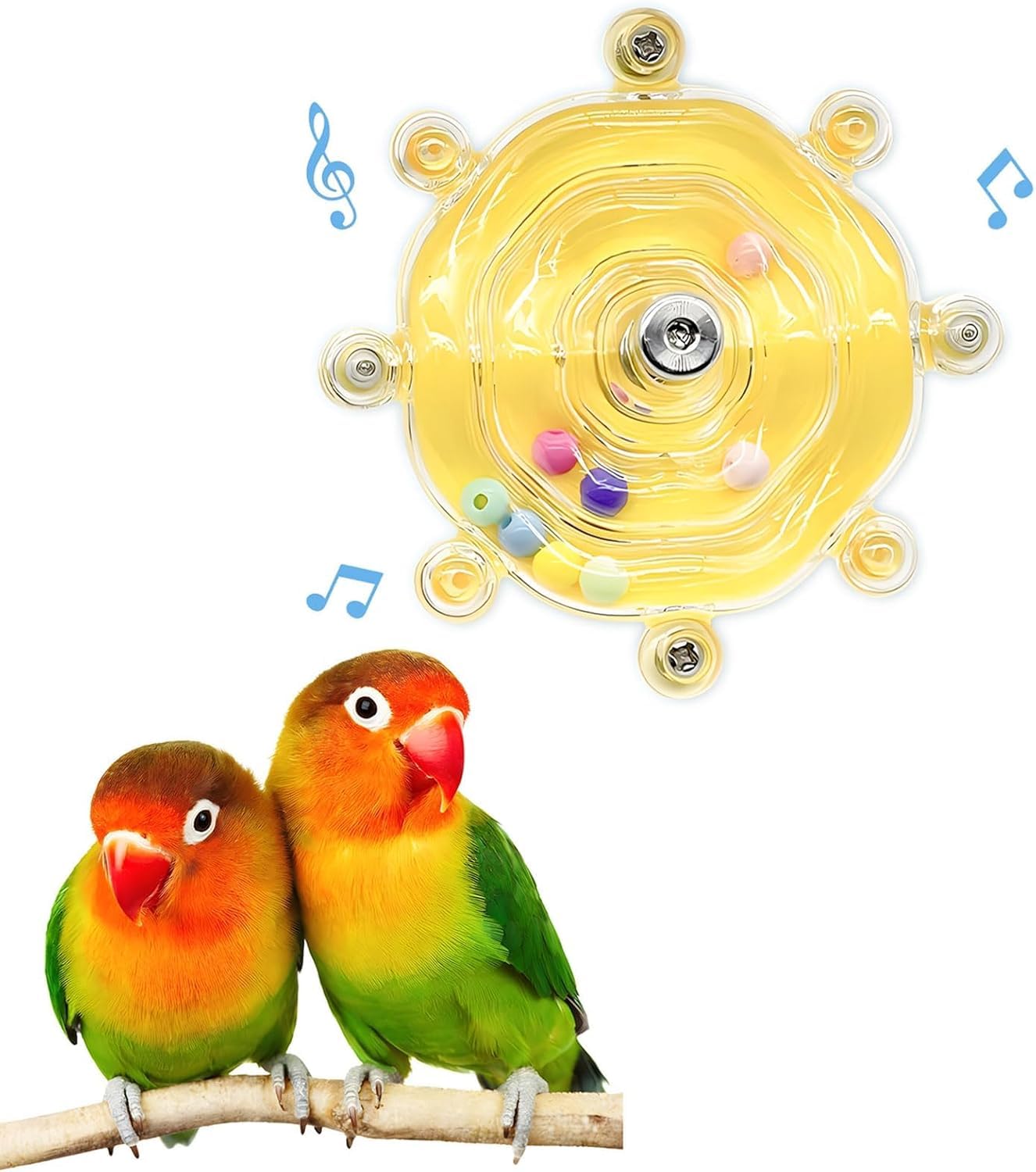 Bird Toys for Parakeets, Colorful Parakeet Toys Wheel, Interactive Spinner Rattle Parrot Toy, Cockatiel Toy For Bird Cage, Chewing Exercise for African Grey, Conure, Budgies Enrichment Toys (1pcs)