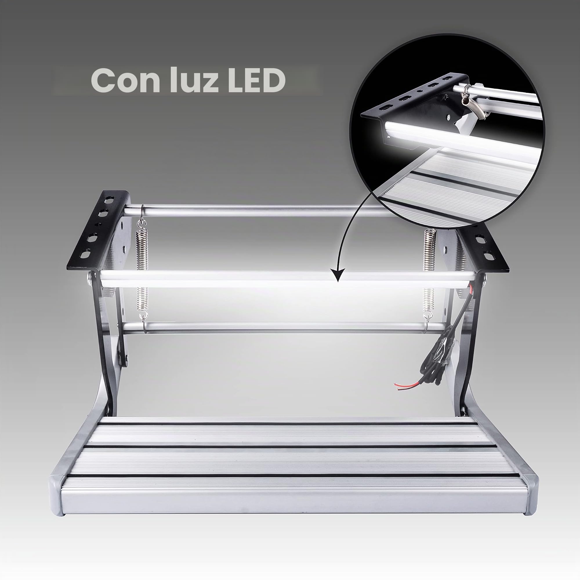 Pedal de Autocaravana Manual Plegable único Pasos con luz LED, Escalera, Pedal telescópico Antideslizante, para Autocaravana, Caravana