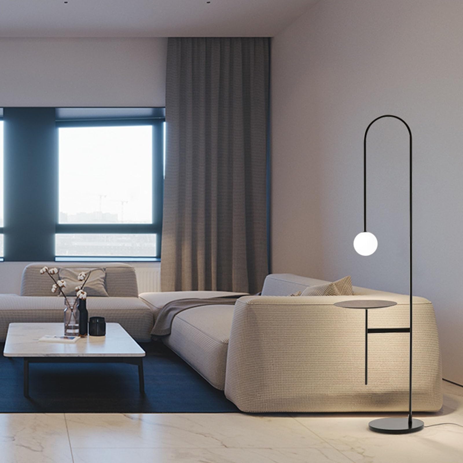 SONGYL-20249 Lampada da Terra Lampada da Comodino Moderna con Tavolo, Lampada Verticale da Comodino for Divano, Lampada da Terra con ripiano Alto Curvo for Soggiorno, Ufficio per Soggiorno