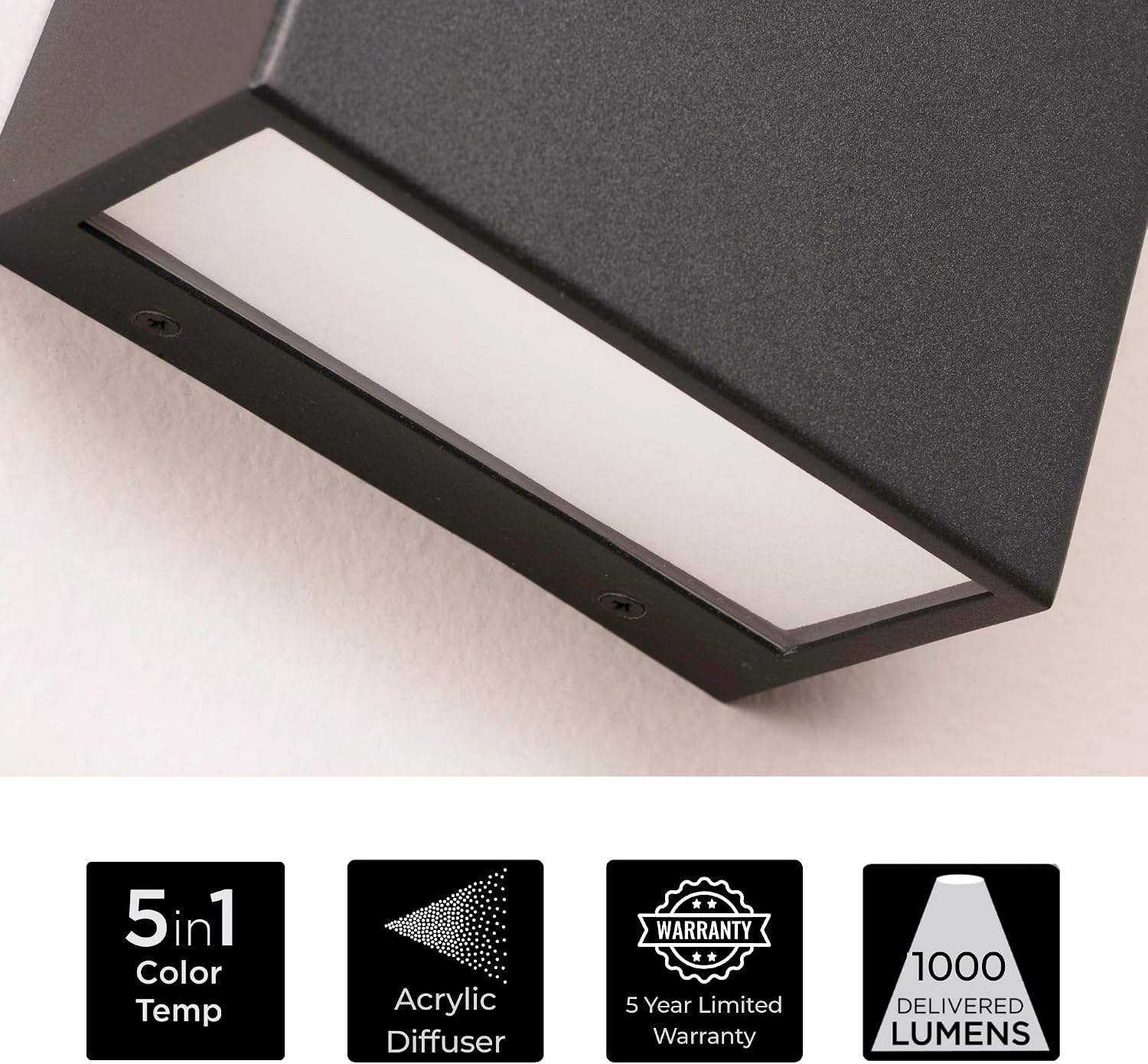 AFX DKTW0807LAJUDBK Dakota 8 inch Outdoor LED Light | Integrated LED Light | Adjustable 5-in-1 CCT 2700K-5000K | 1000 Lumens | 24 Watt | Wet Rated for Outdoor Use | Black Finish | Steel Body