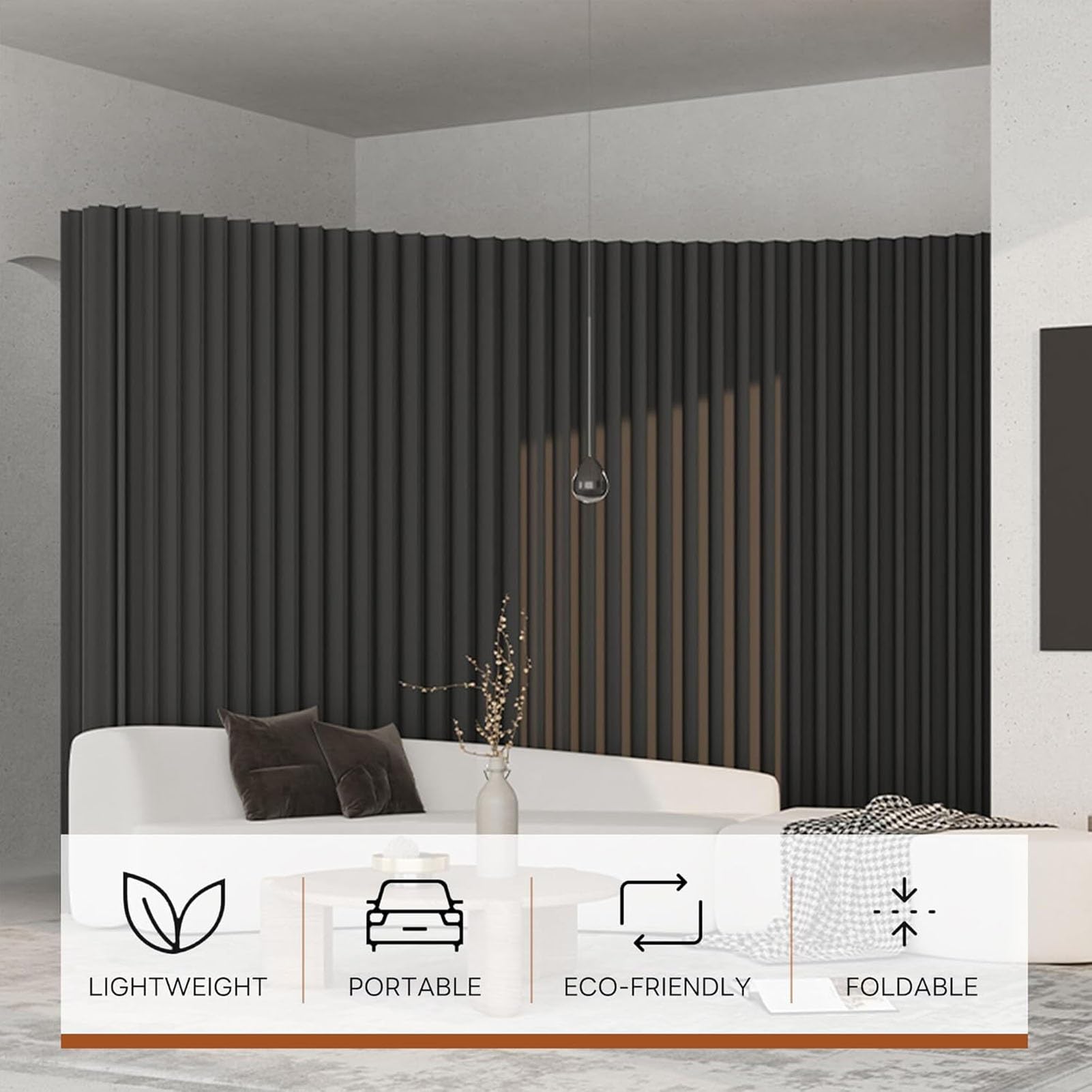 Biombo Divisor de Habitación Separadores de ambientes de Papel Modernos y biombos Plegables retráctiles, utilizados para Salas de transmisión en Vivo de oficinas y Tiendas de Ropa.(200X120X17CM)