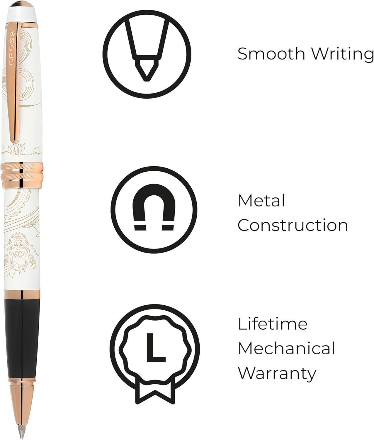 Cross Bailey Year of the Dragon Rollerball Pen - Refillable Pen for Smooth Writing - Well-Balanced, Distinctive Design - Easy Handling - Comfortable Grip - Gift-Ready Black Ink